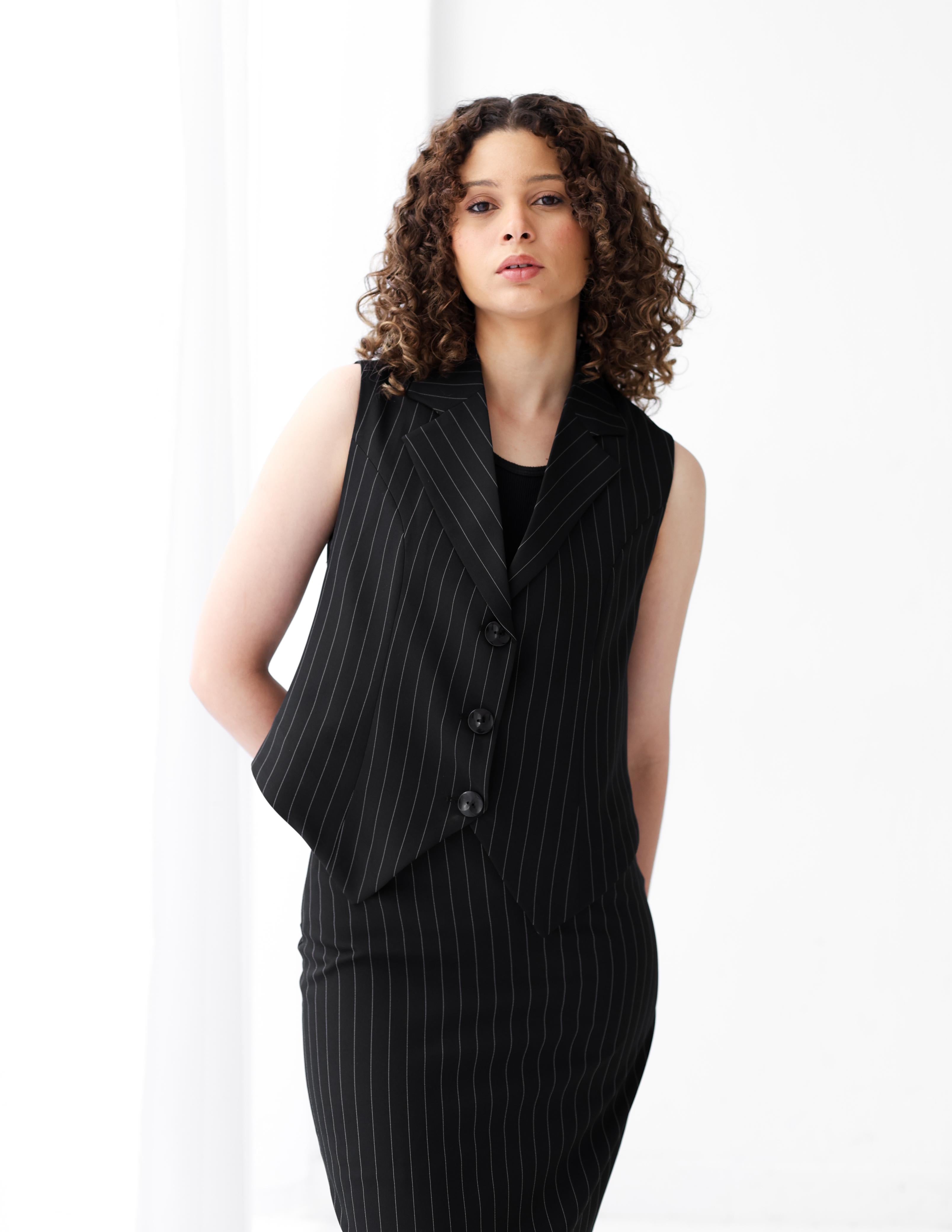 Striped Black Cropped Vest