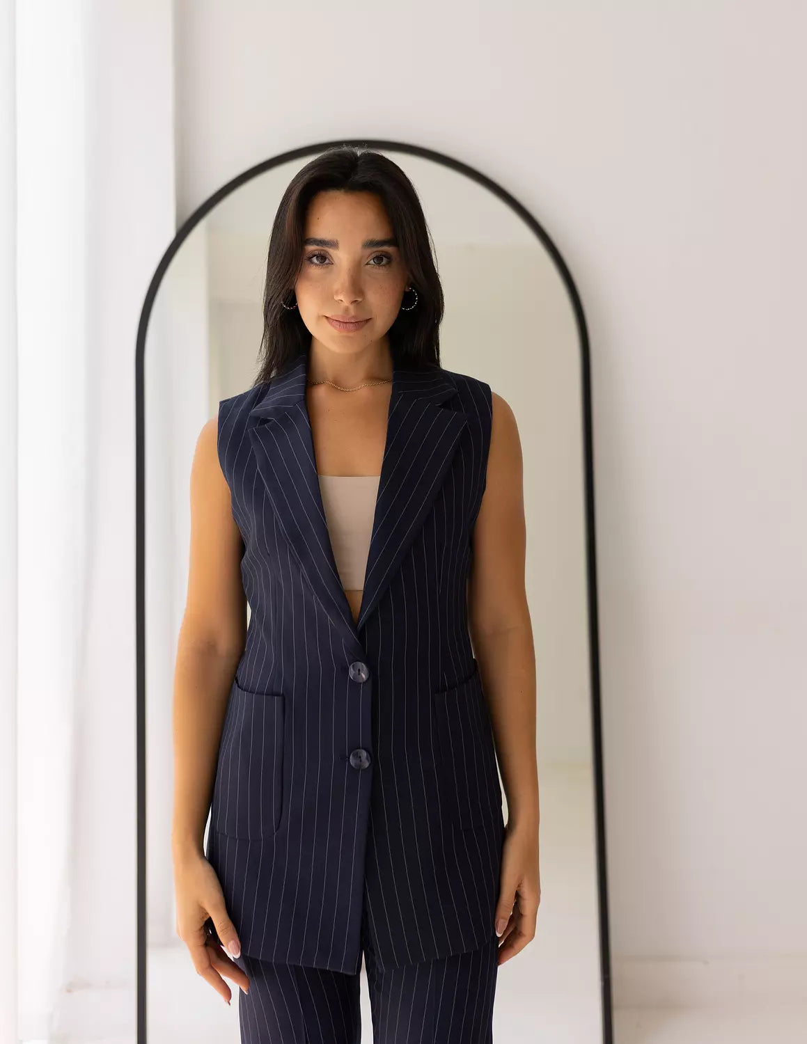 Striped Navy Long Vest
