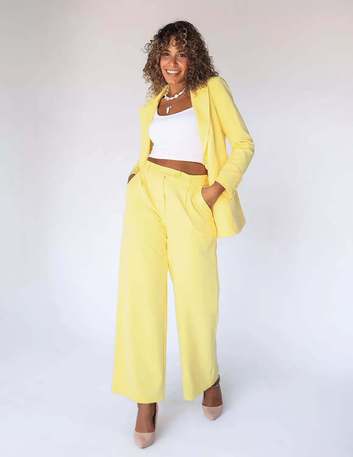 Sun Flower Wide-Leg Straight Mid Pants