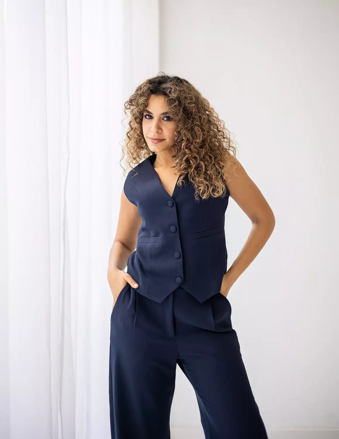 Navy Blue Cropped Vest