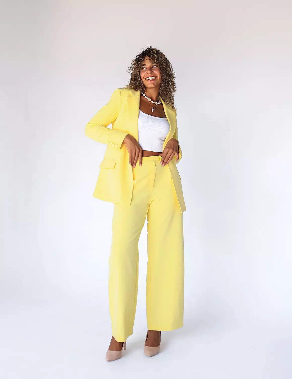 Sun Flower Wide-Leg Straight Mid Pants