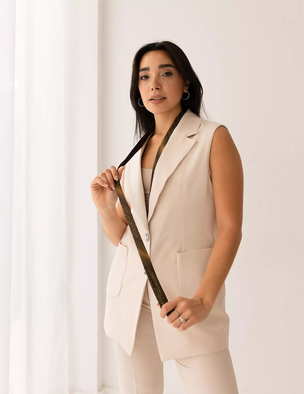 سترة طويلة ناعمة كريمية