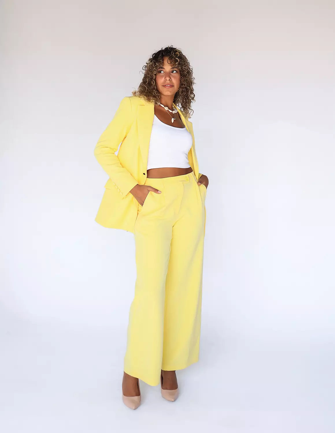 Sun Flower Wide-Leg Straight Mid Pants