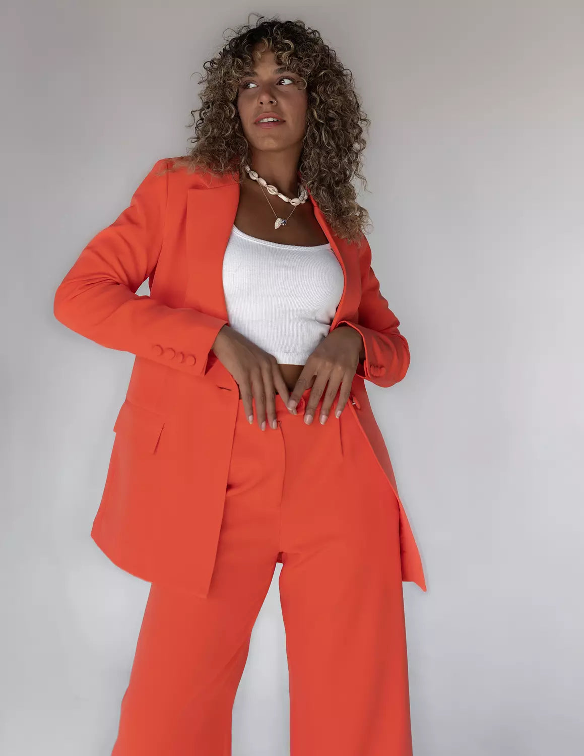 Tangerine Wide-Leg Straight Mid Pants
