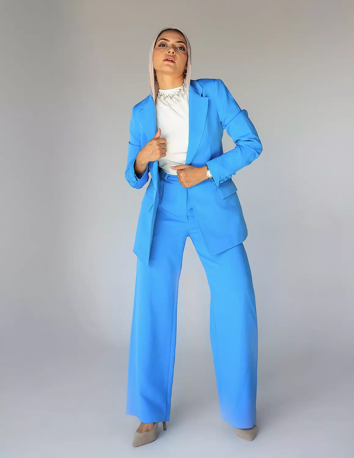 Blue Ocean Wide-Leg Straight Mid Pants