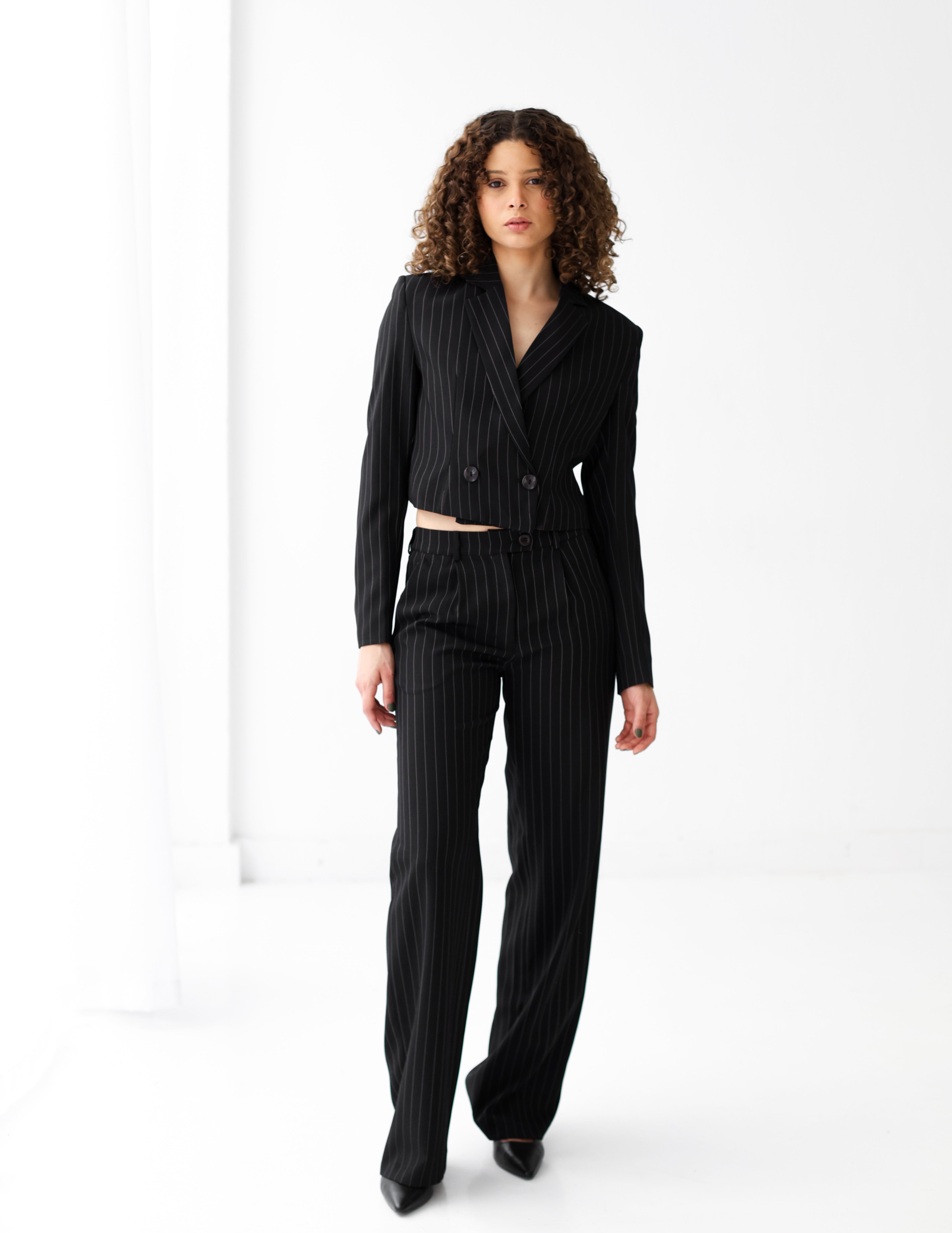 Striped Black Cropped Blazer