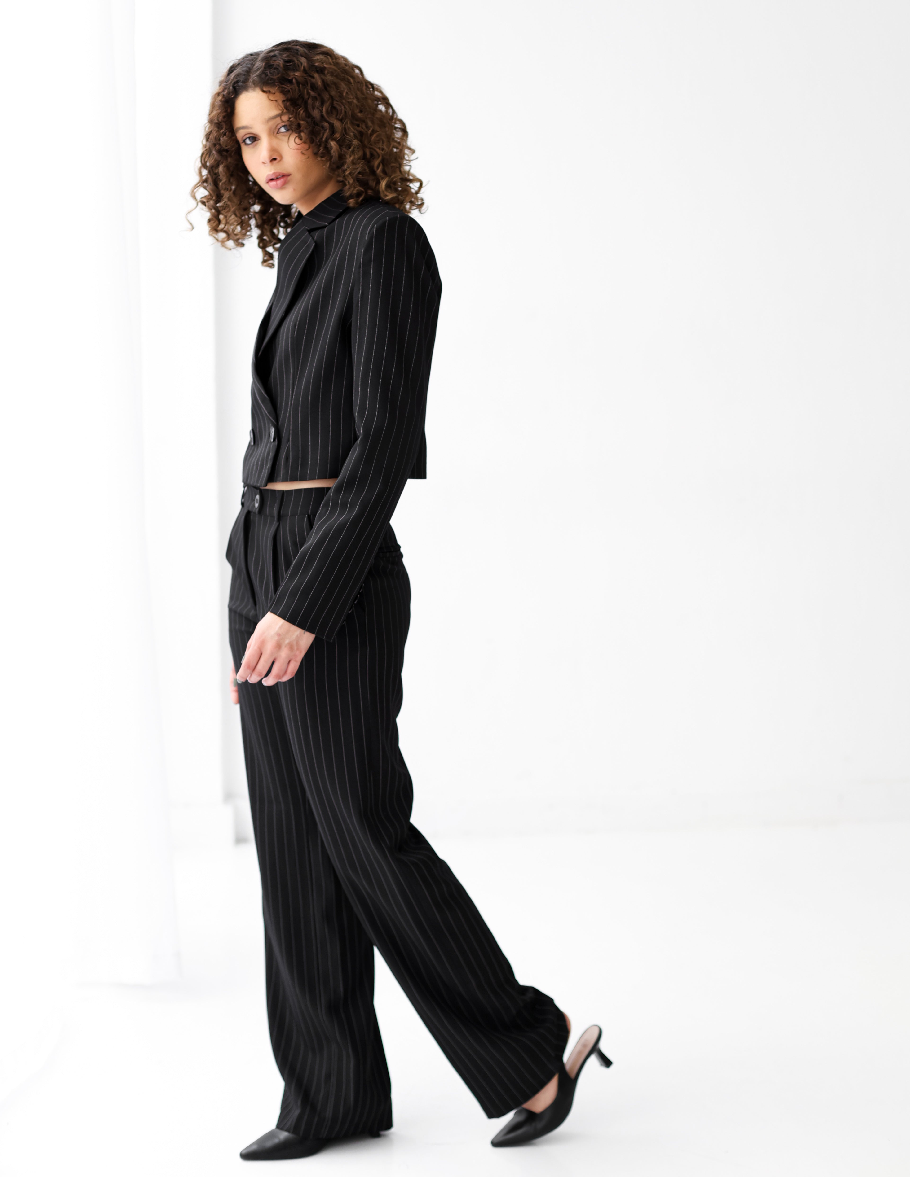 Striped Black Cropped Blazer