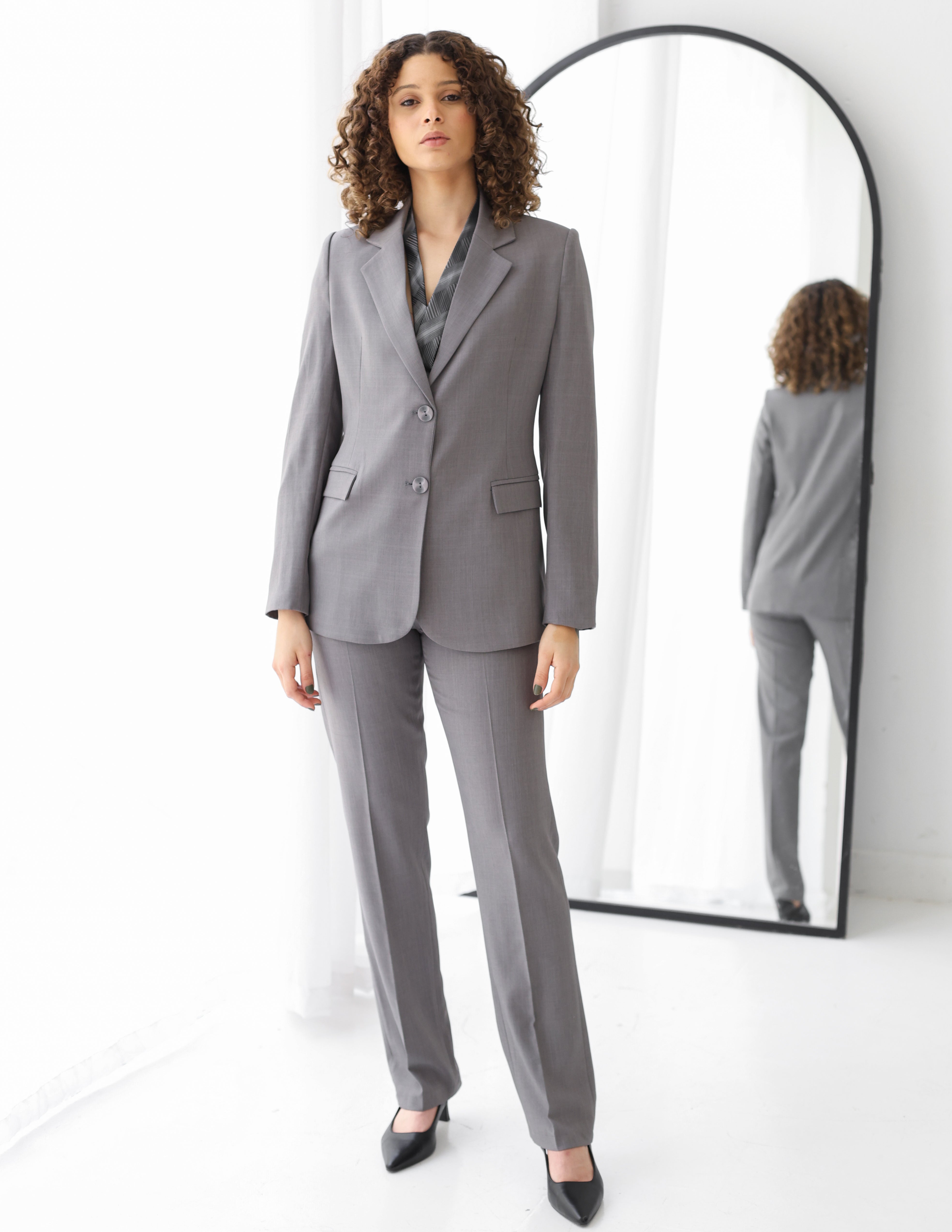 Gray Breeze Straight Blazer