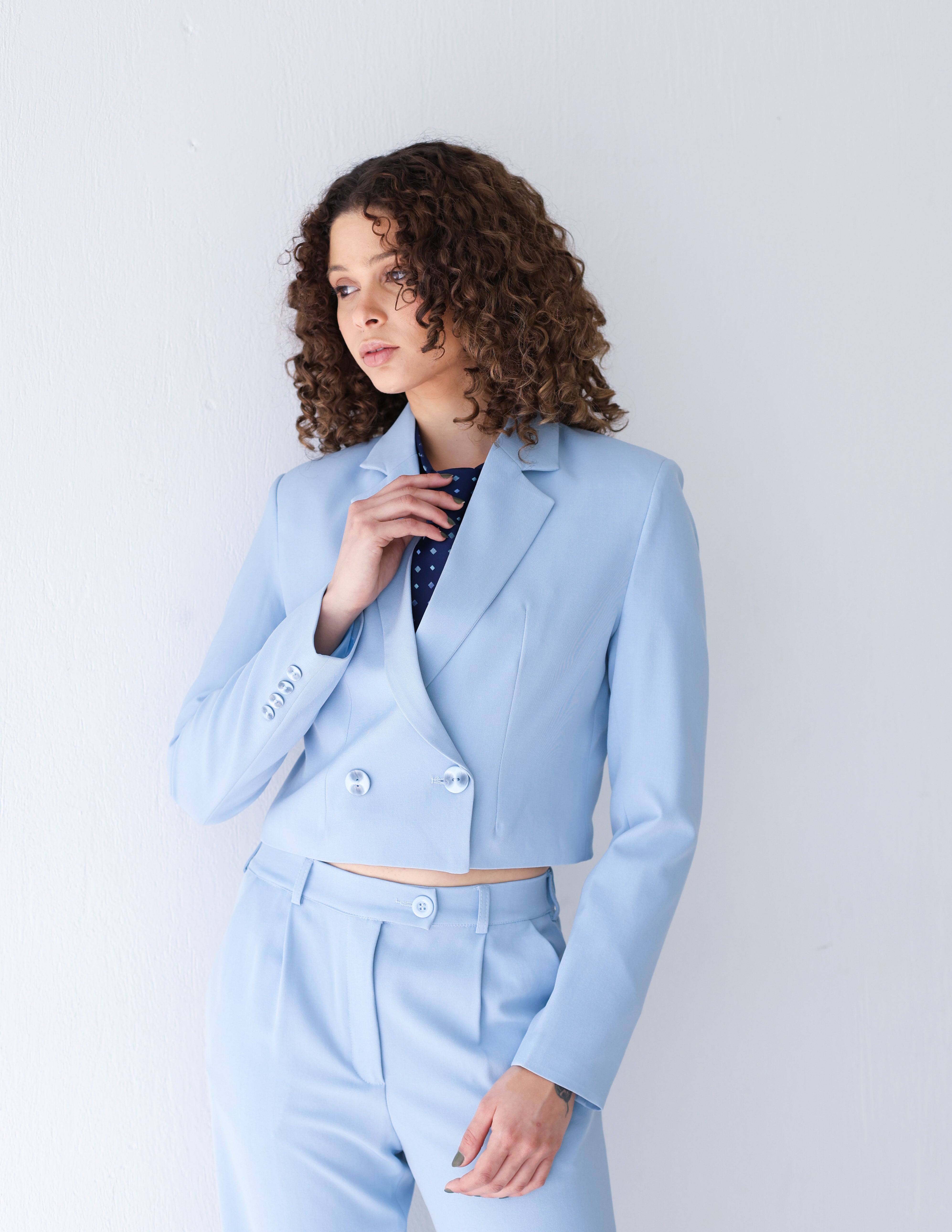 Sky Whisper Cropped Blazer