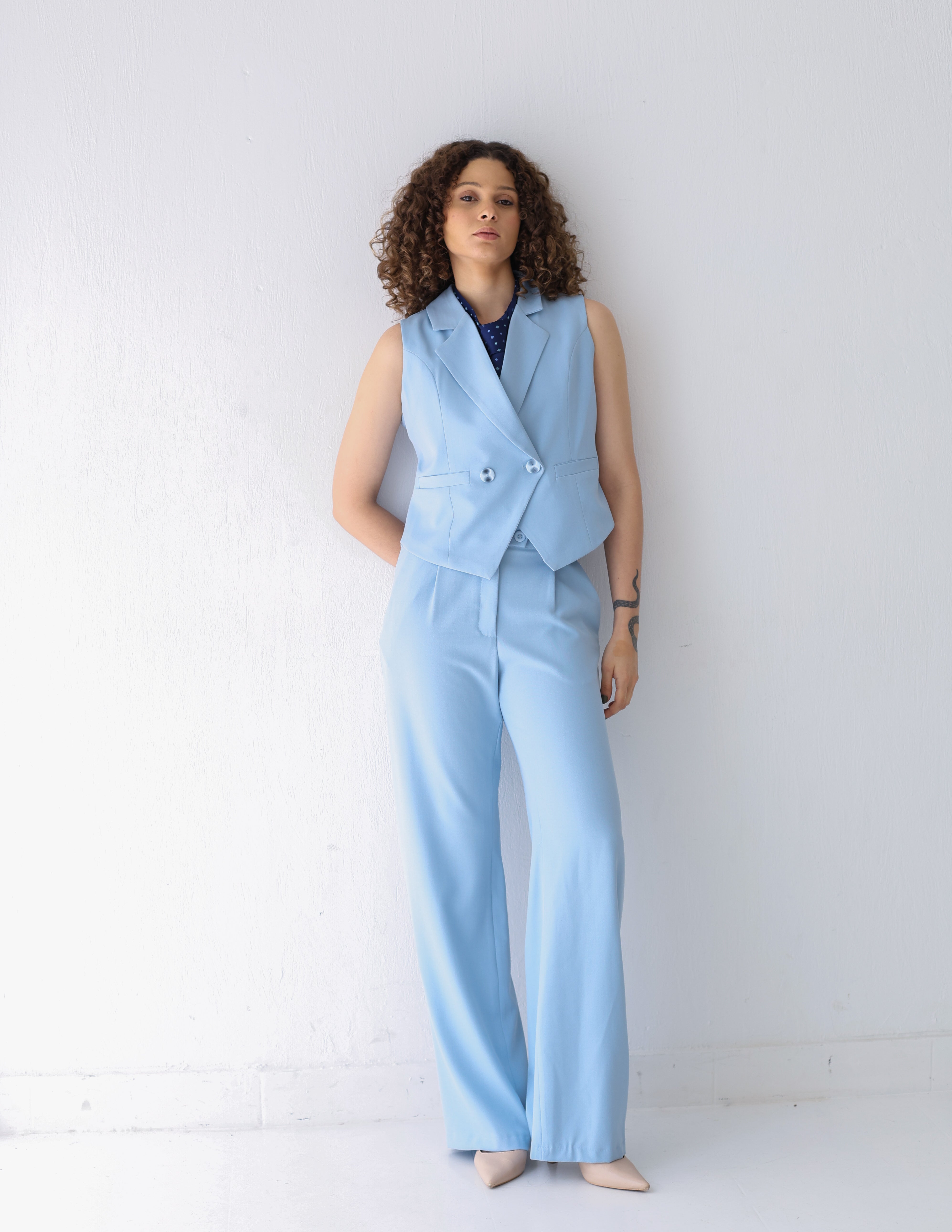 Sky Whisper Double Breasted Cropped Vest