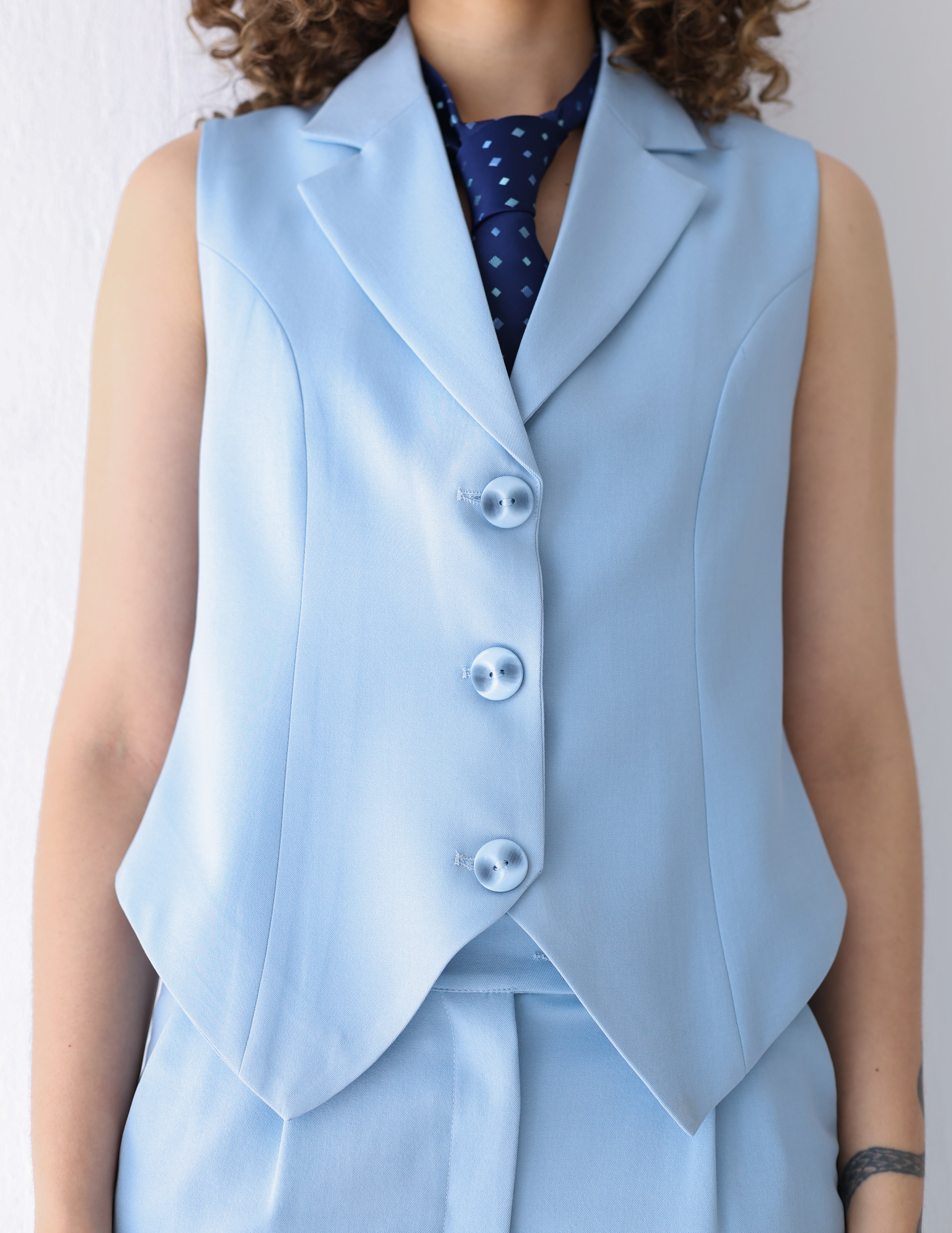 Sky Whisper Blue Cropped Vest