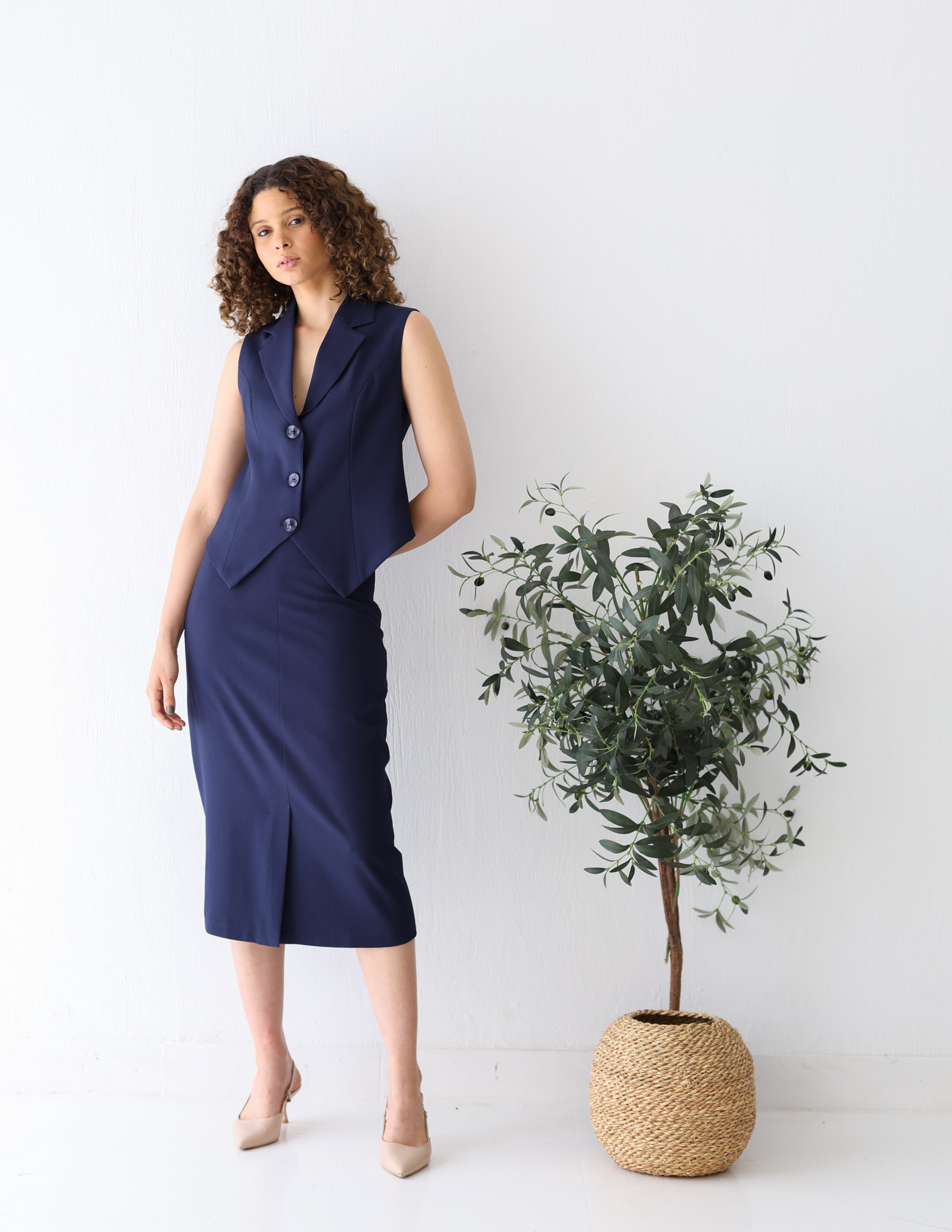 Navy Shadow Blue Cropped Vest