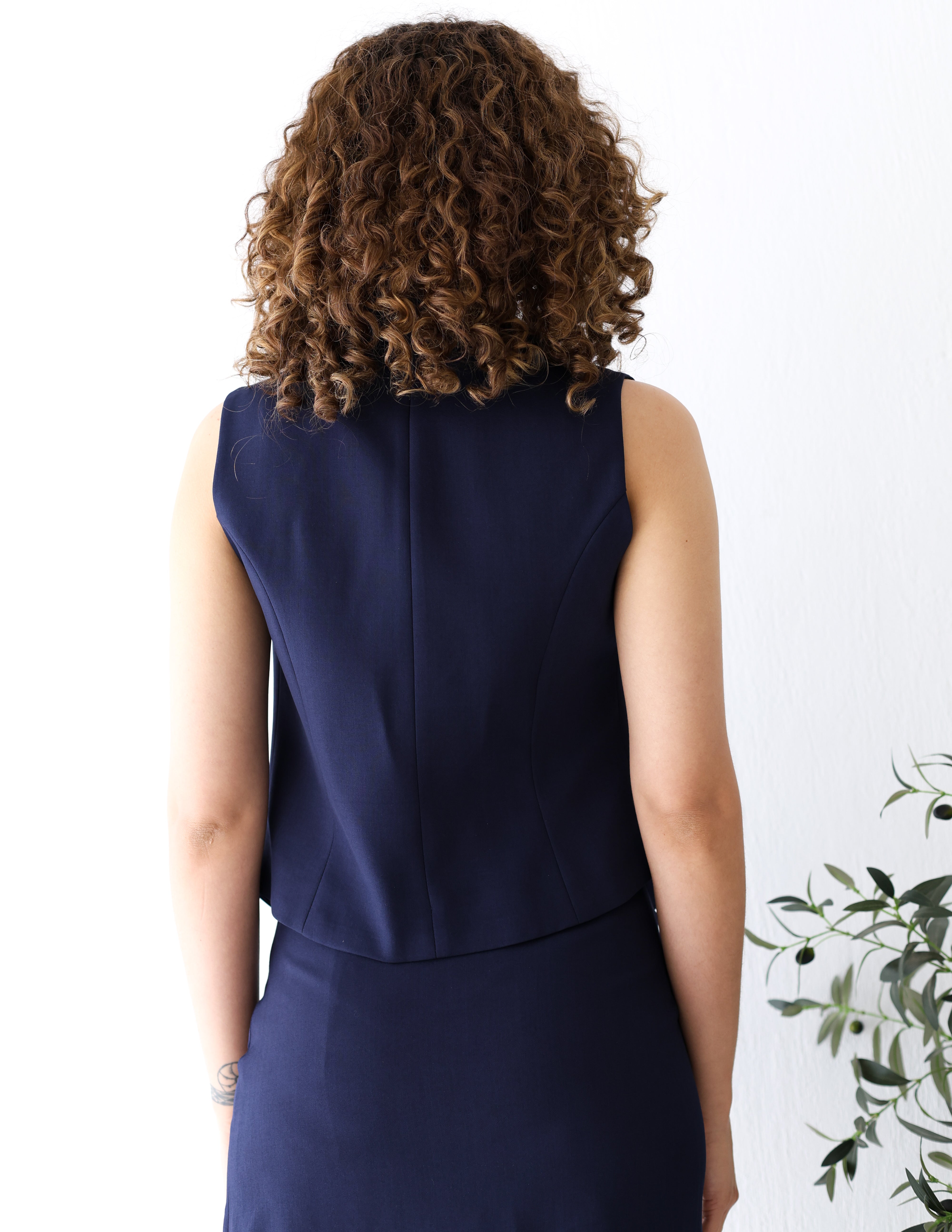 Navy Shadow Blue Cropped Vest