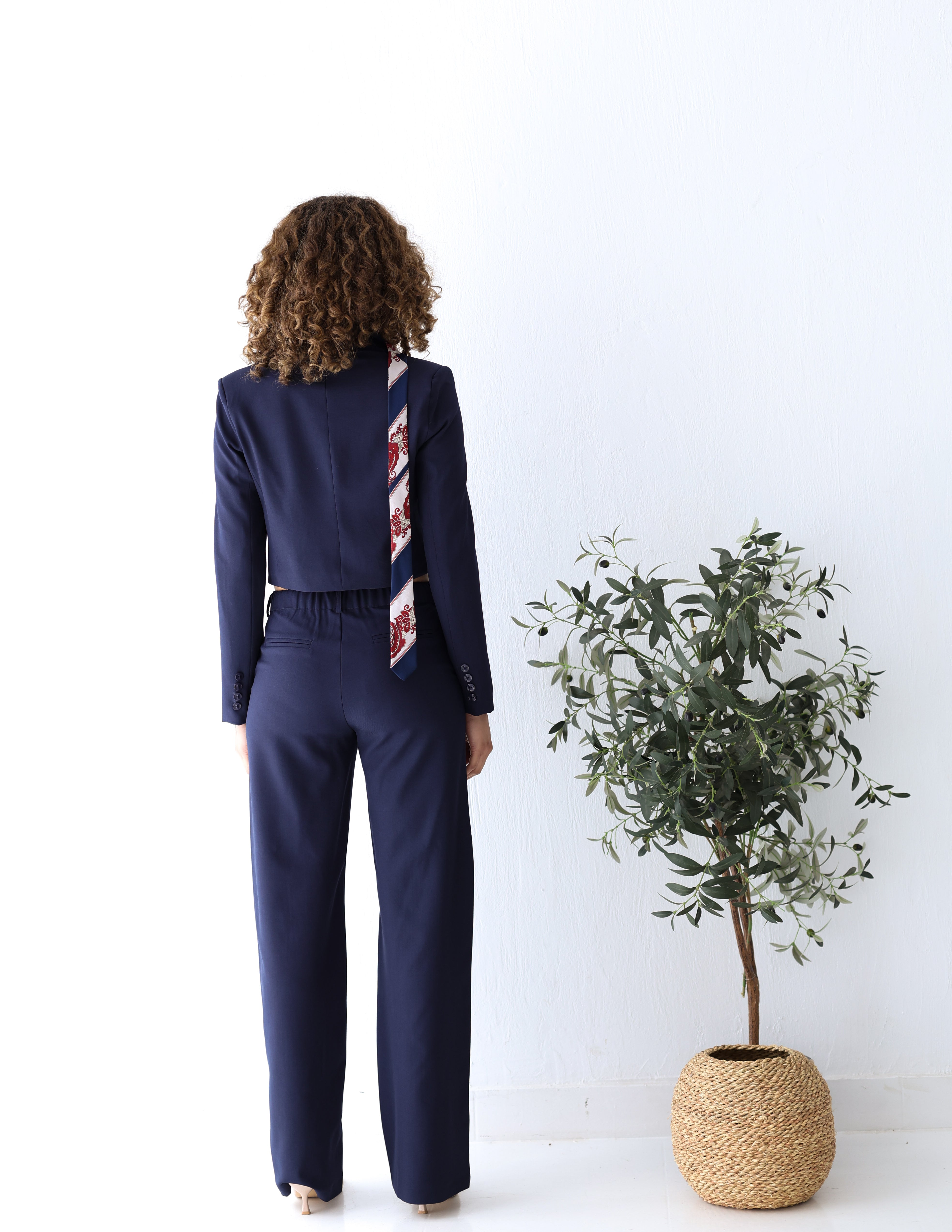 Navy Shadow Cropped Blazer