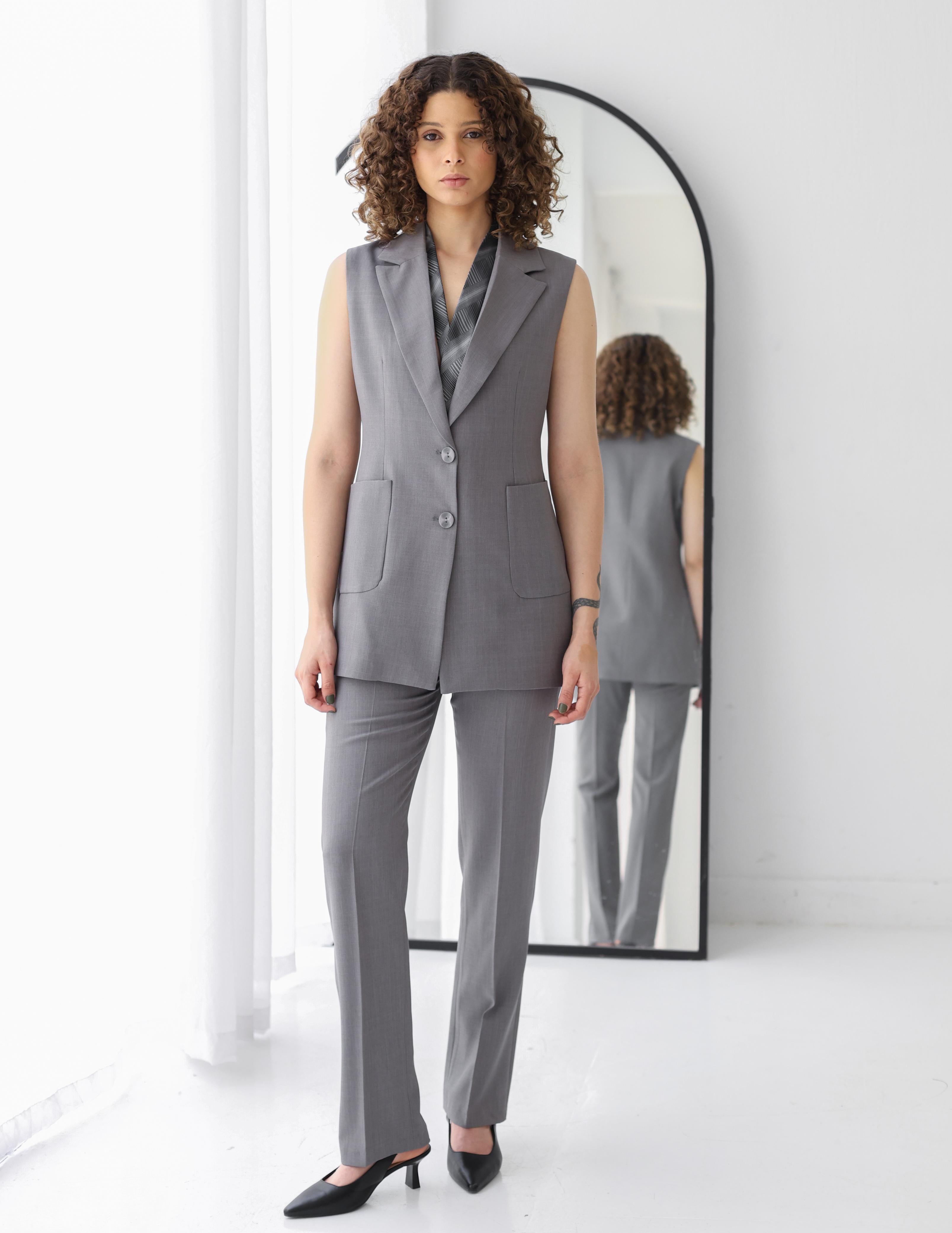 Gray Breeze Straight Pants
