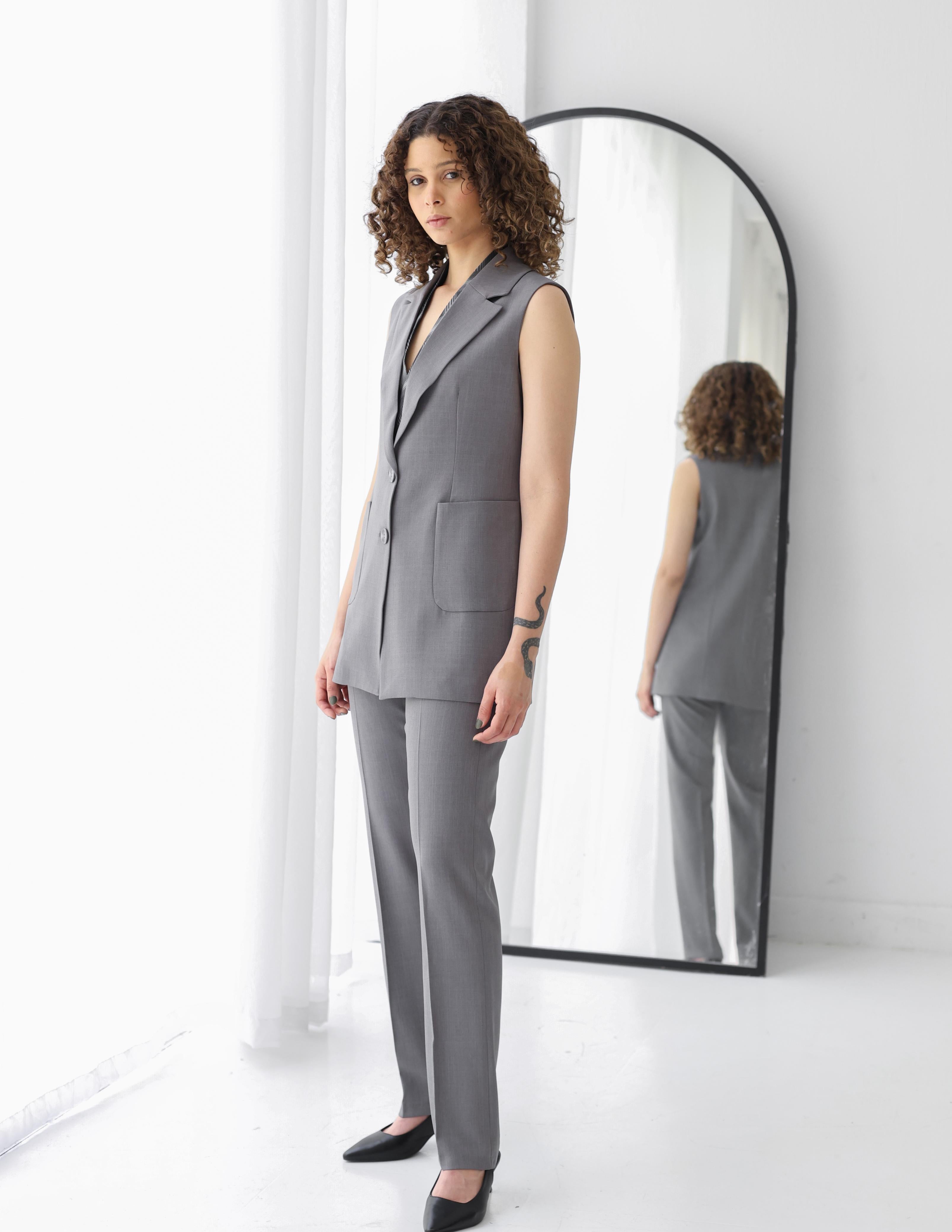Gray Breeze Straight Pants