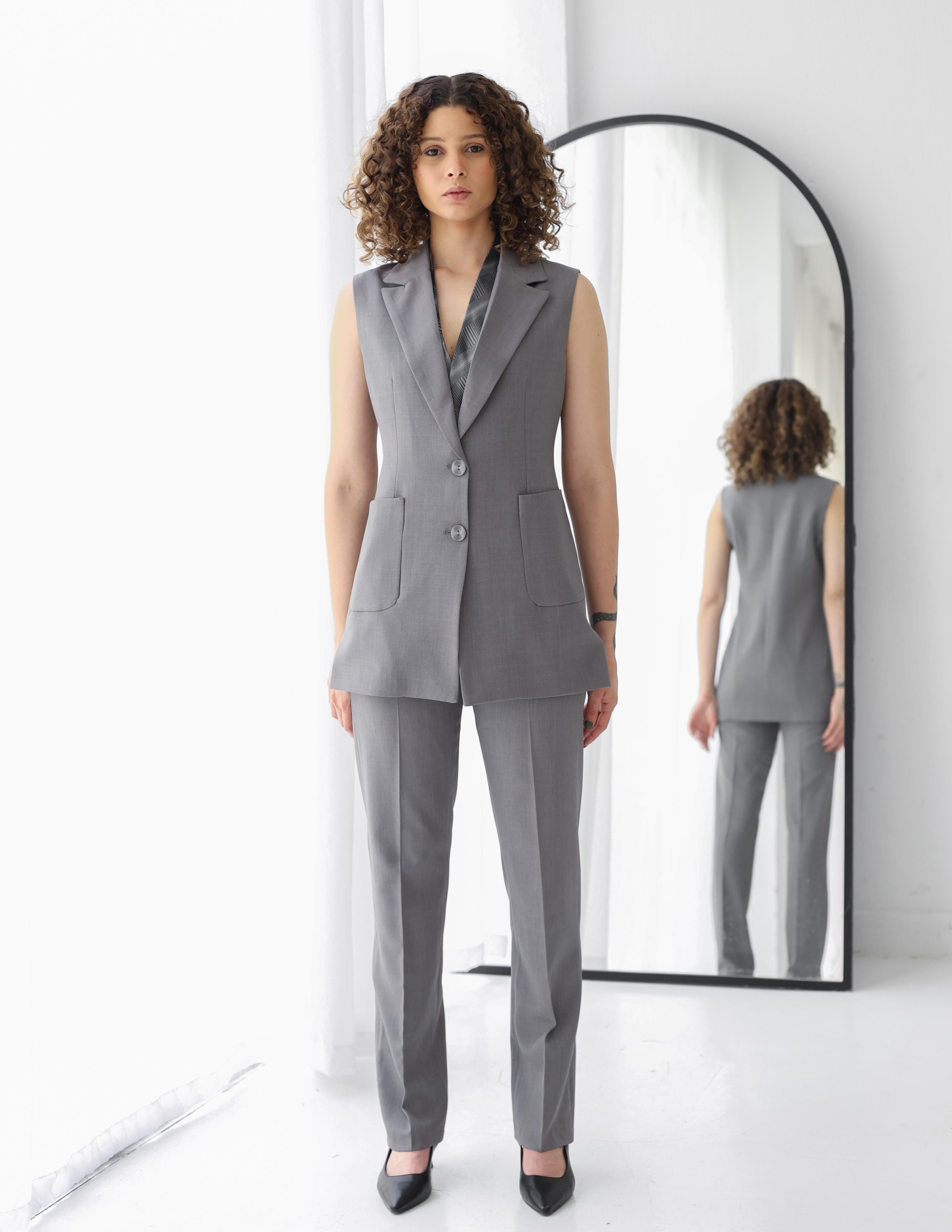 Gray Breeze Straight Pants