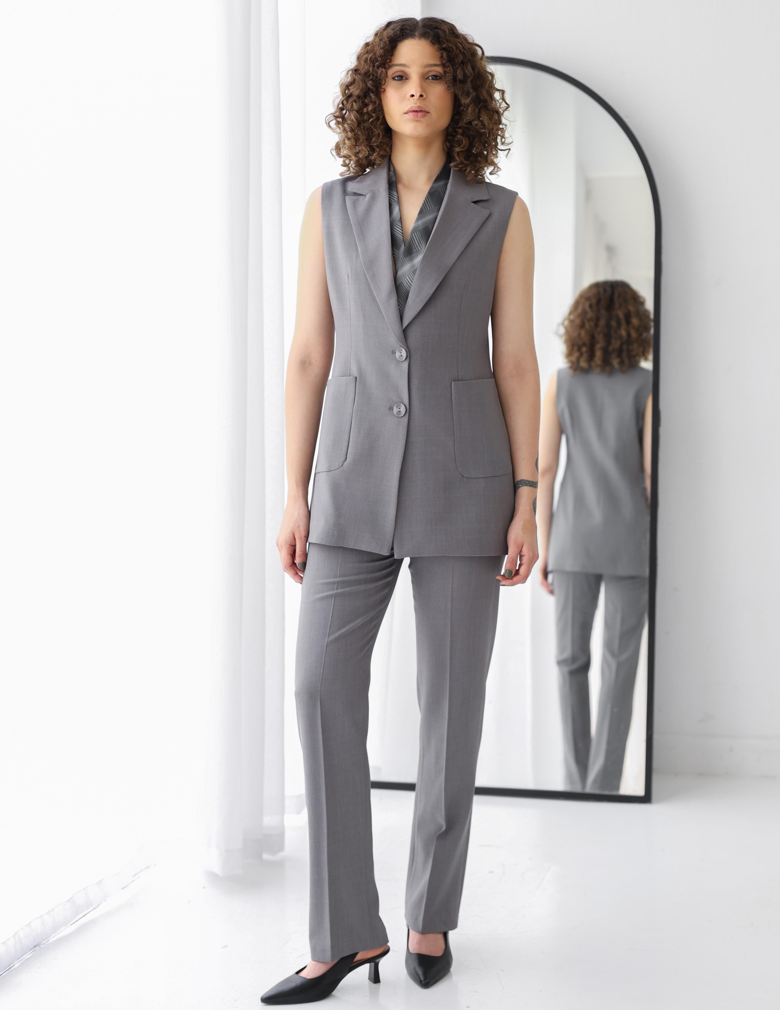 Gray Breeze Straight Pants