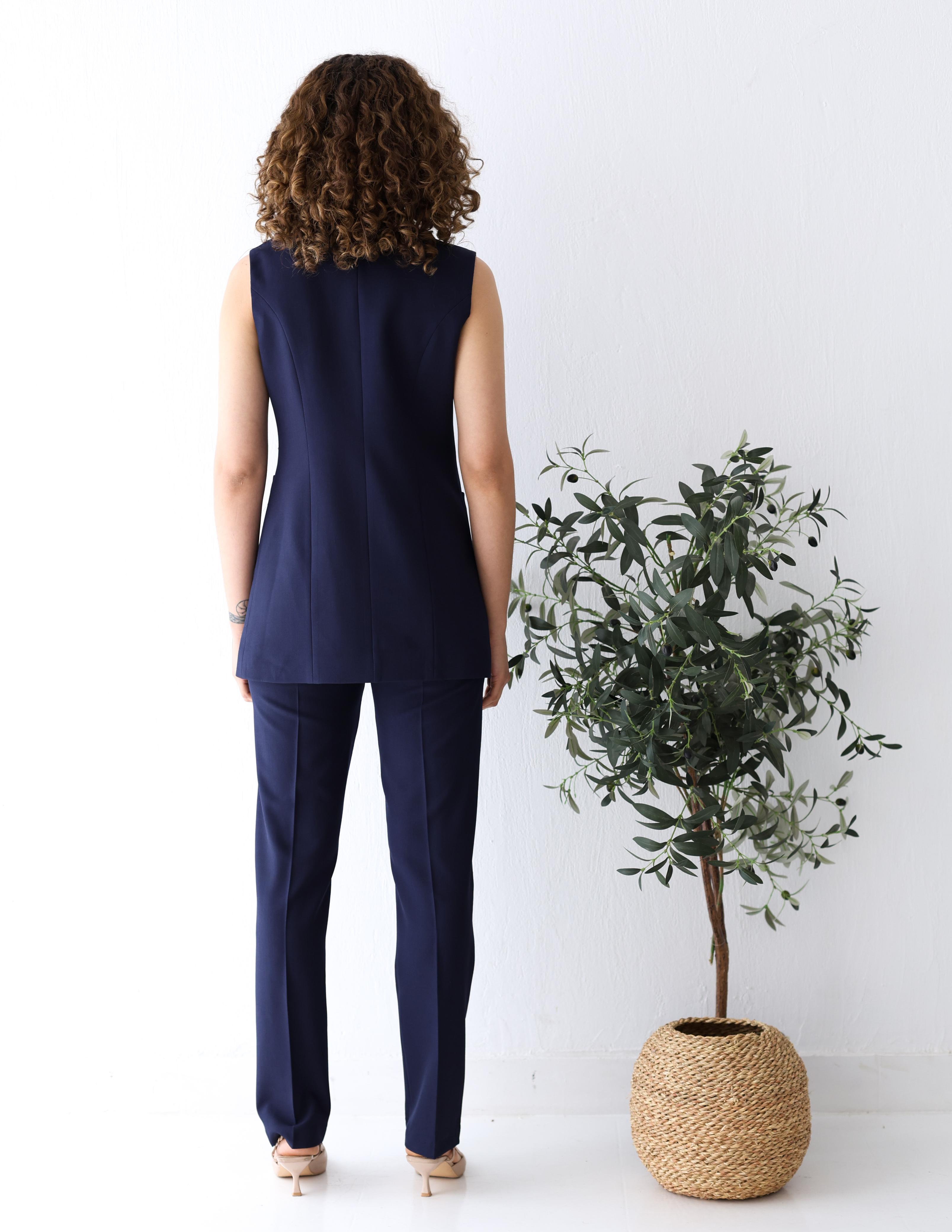 Navy Shadow Straight Pants