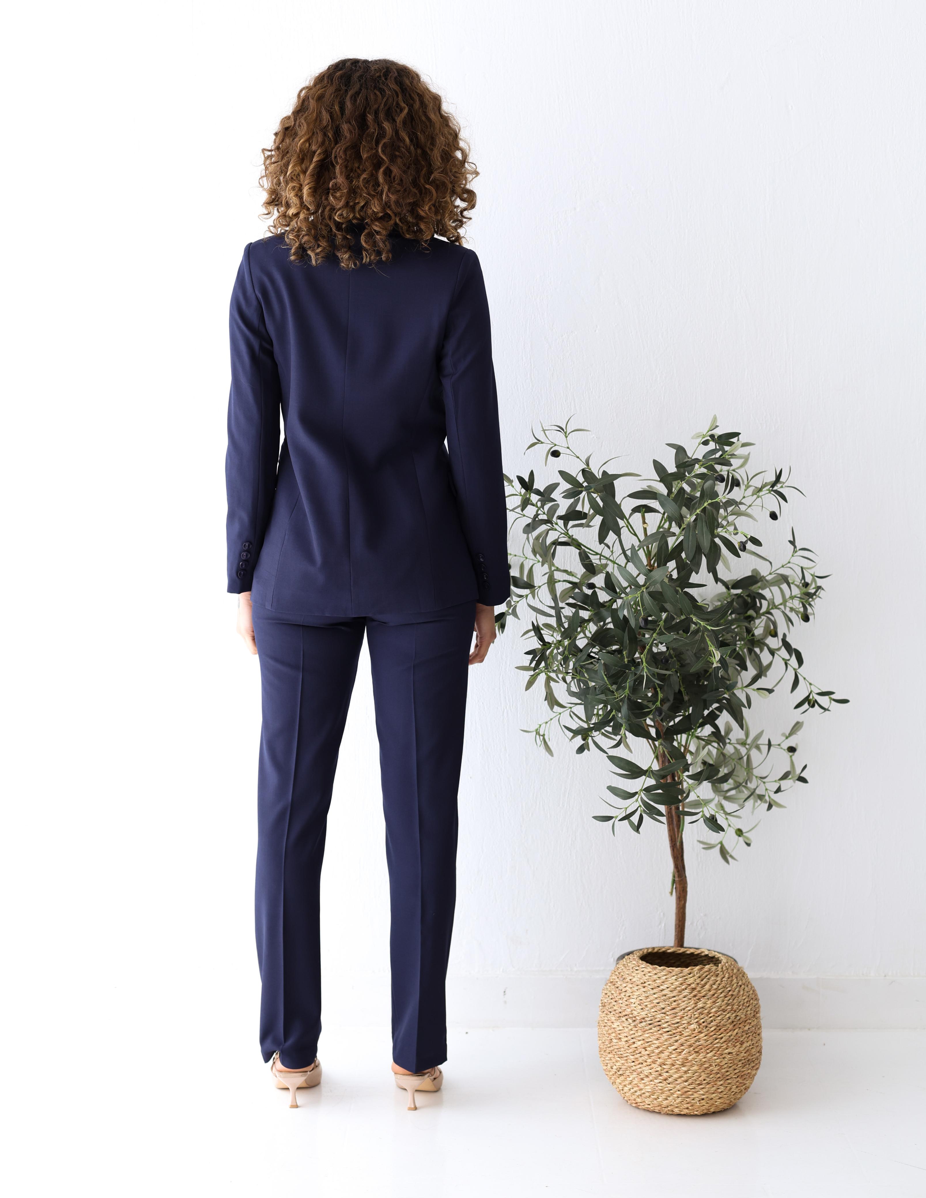 Navy Shadow Straight Pants
