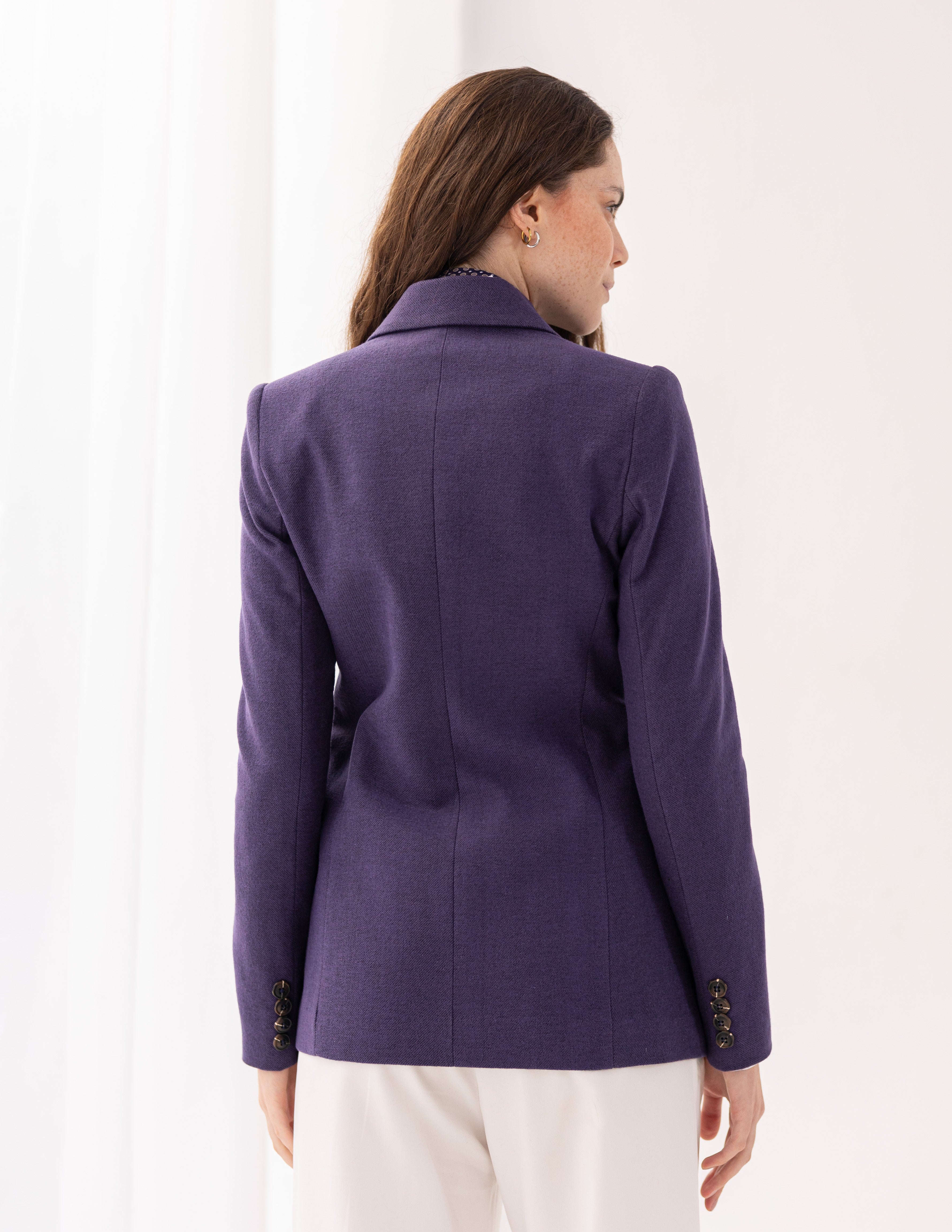 Imperial Purple Wool Straight Blazer