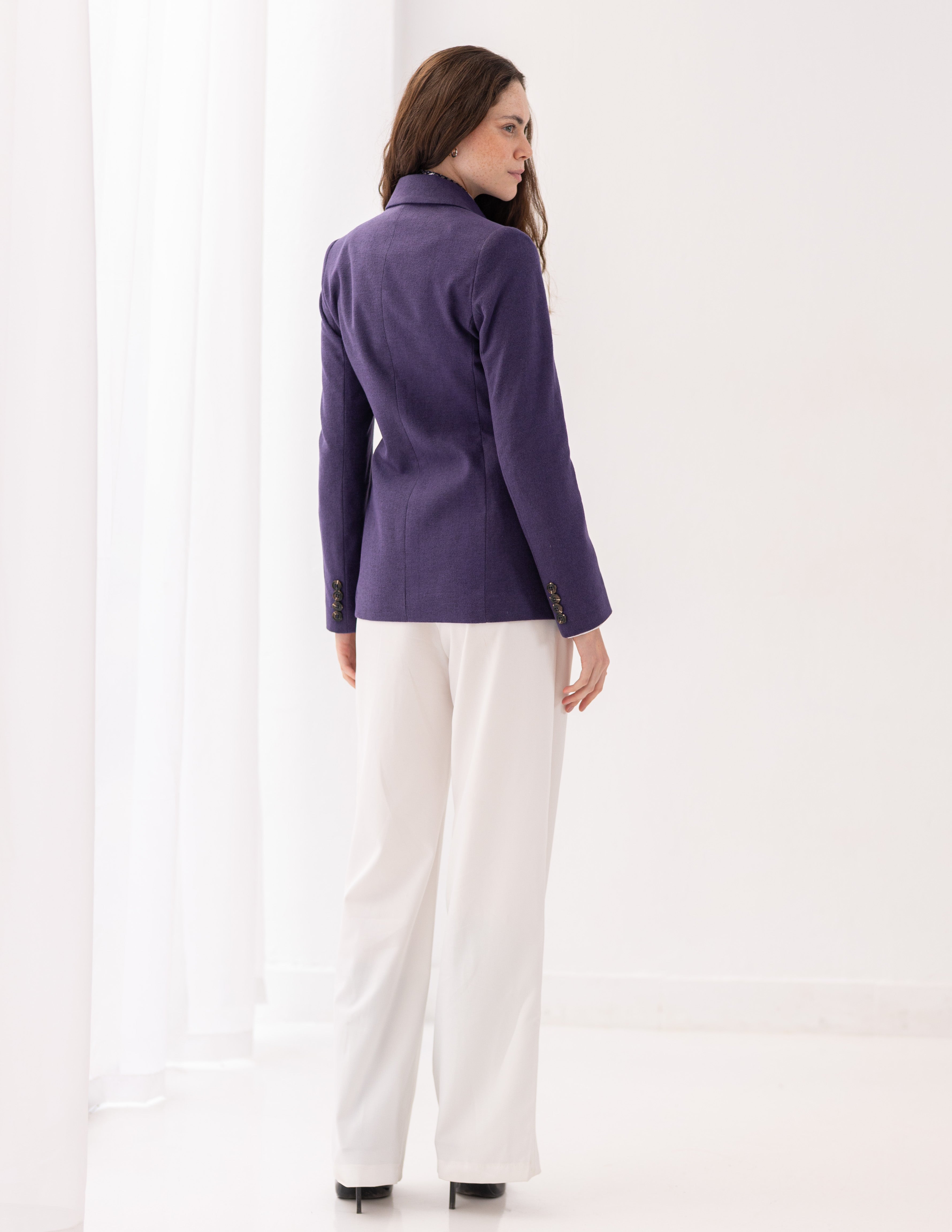 Imperial Purple Wool Straight Blazer