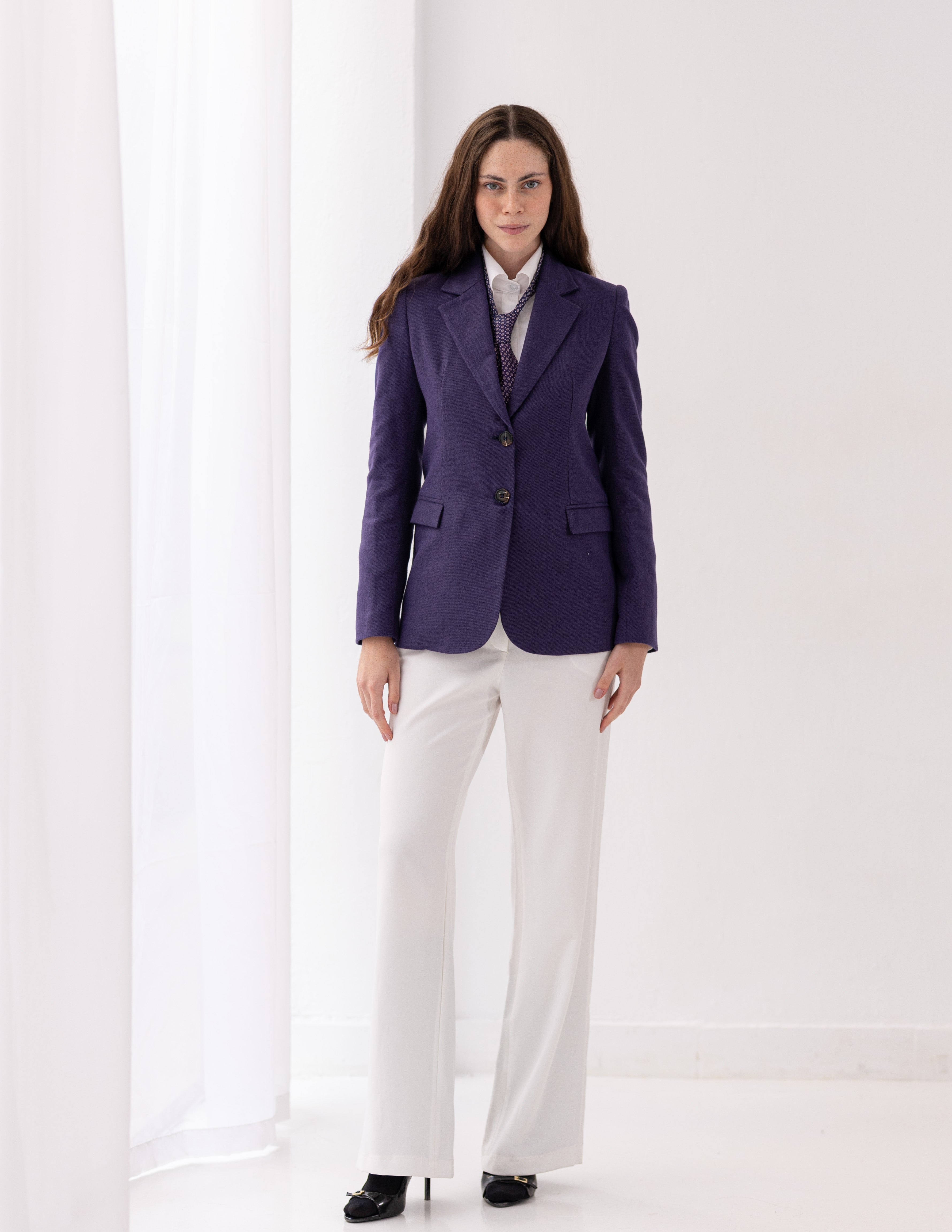 Imperial Purple Wool Straight Blazer