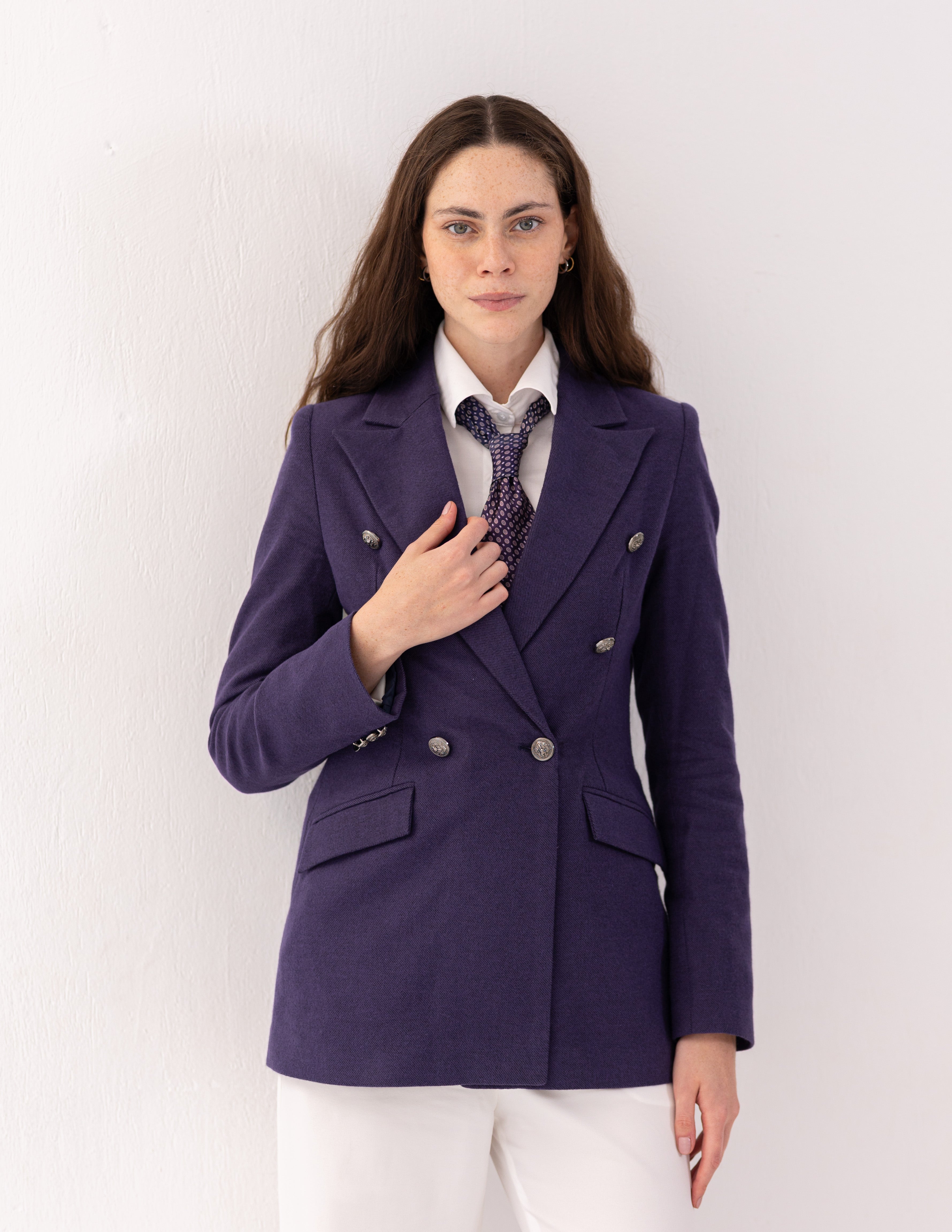 Imperial Purple Wool Double Breasted Blazer
