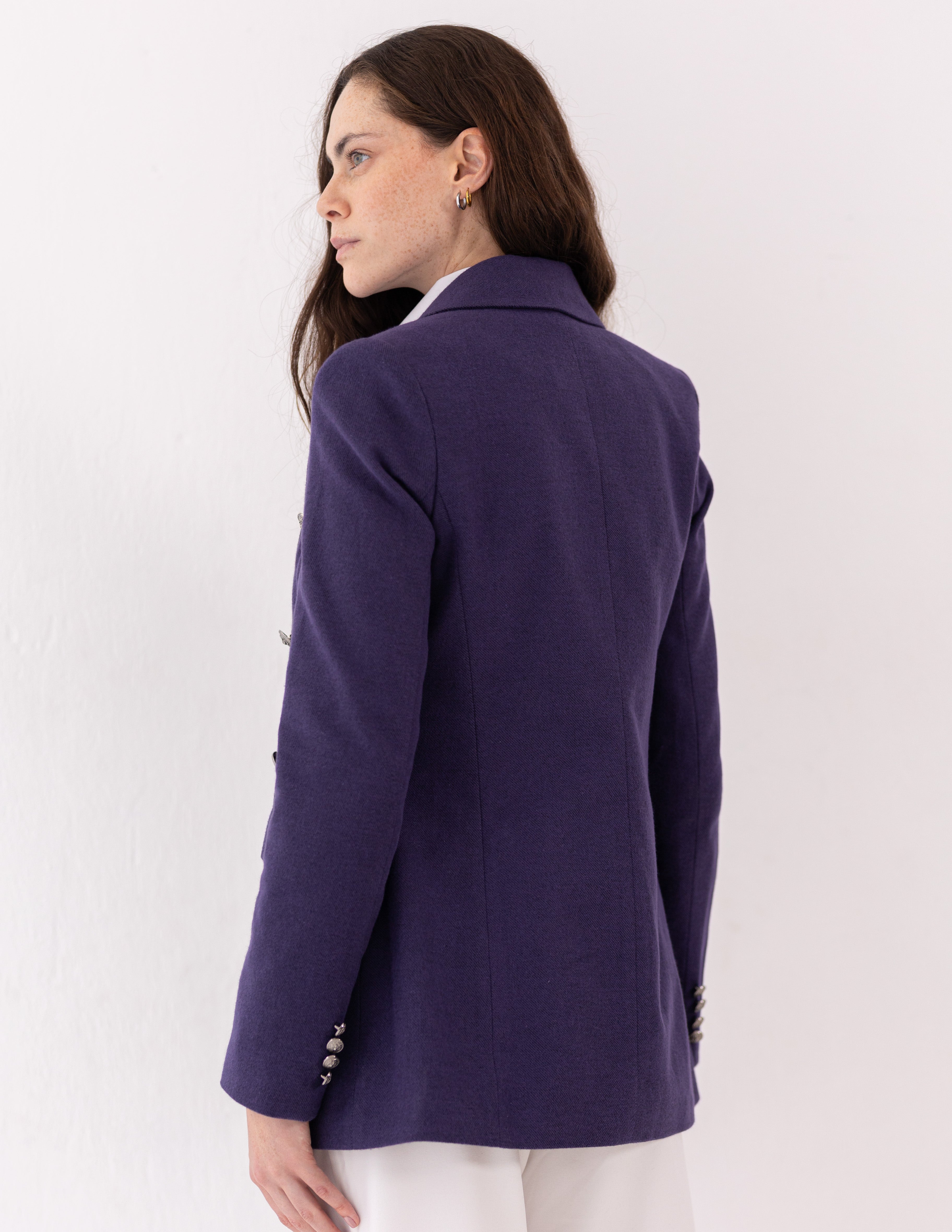 Imperial Purple Wool Double Breasted Blazer