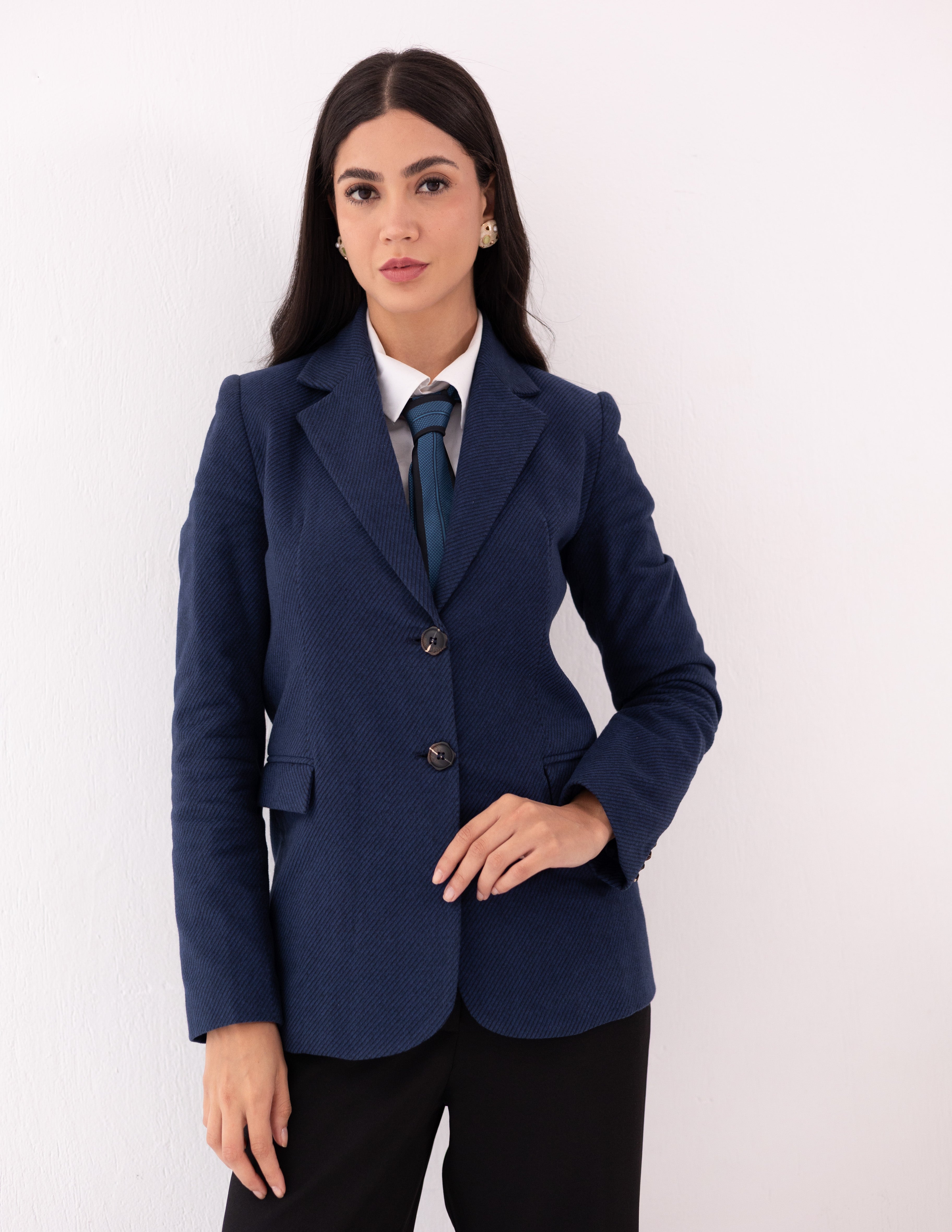Sapphire Wool Straight Blazer