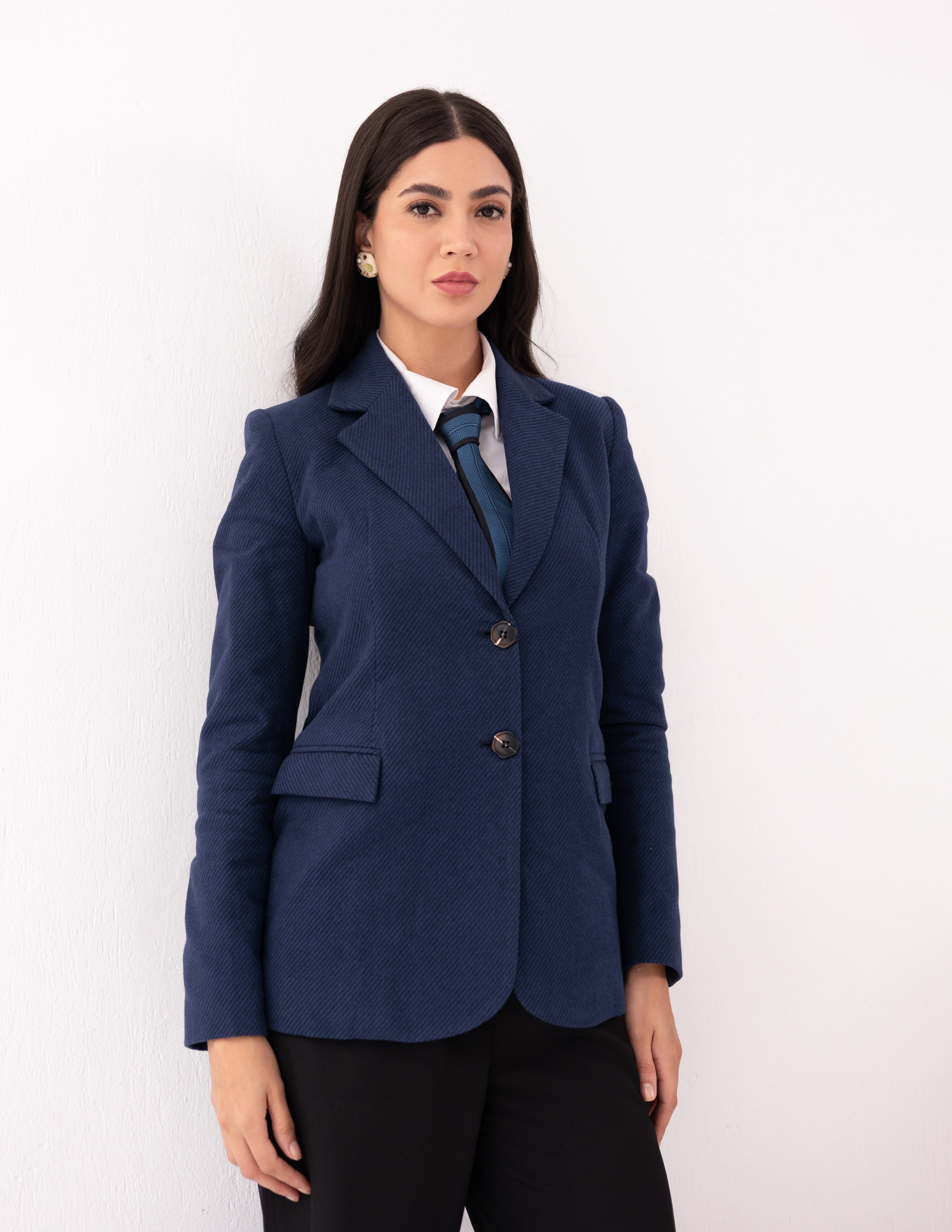 Sapphire Wool Straight Blazer