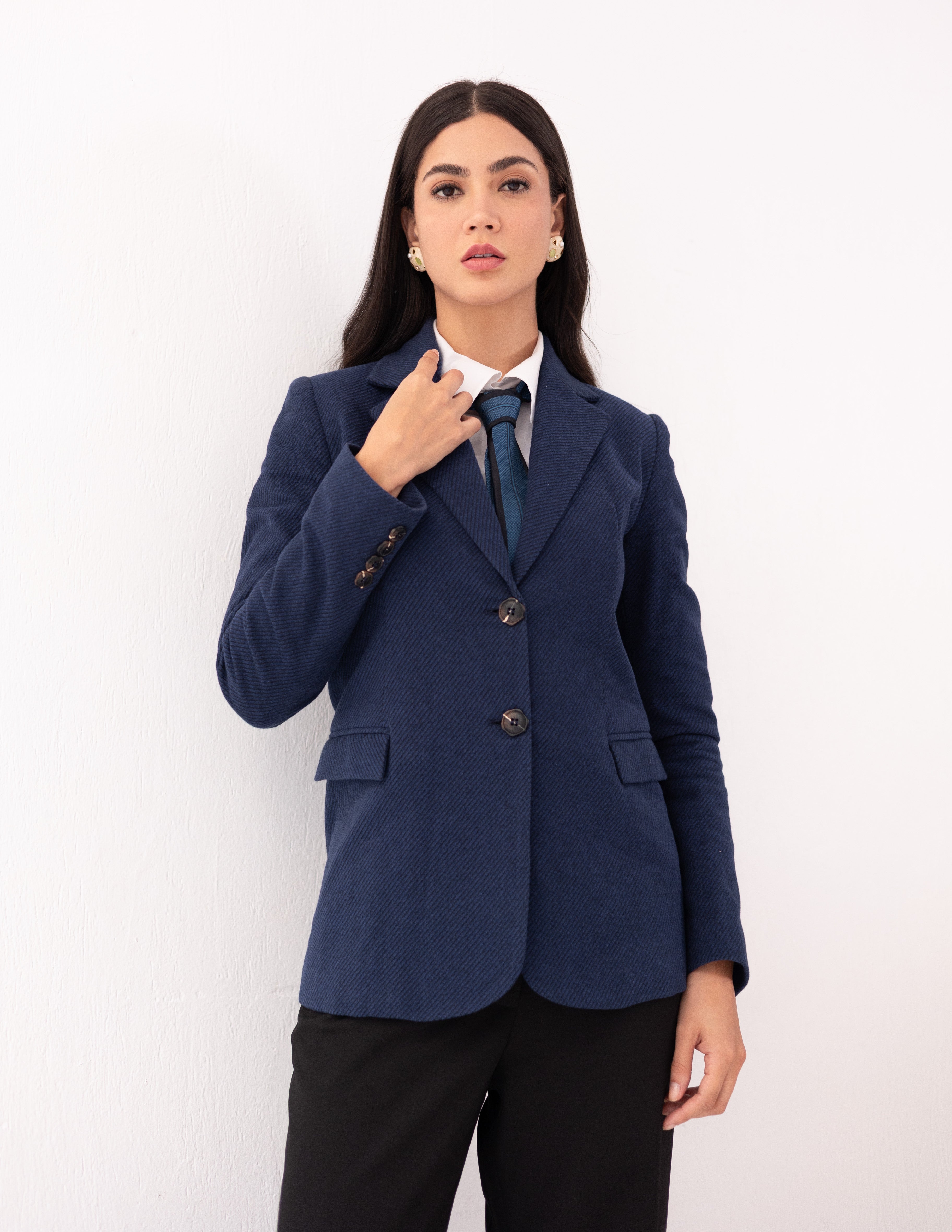 Sapphire Wool Straight Blazer