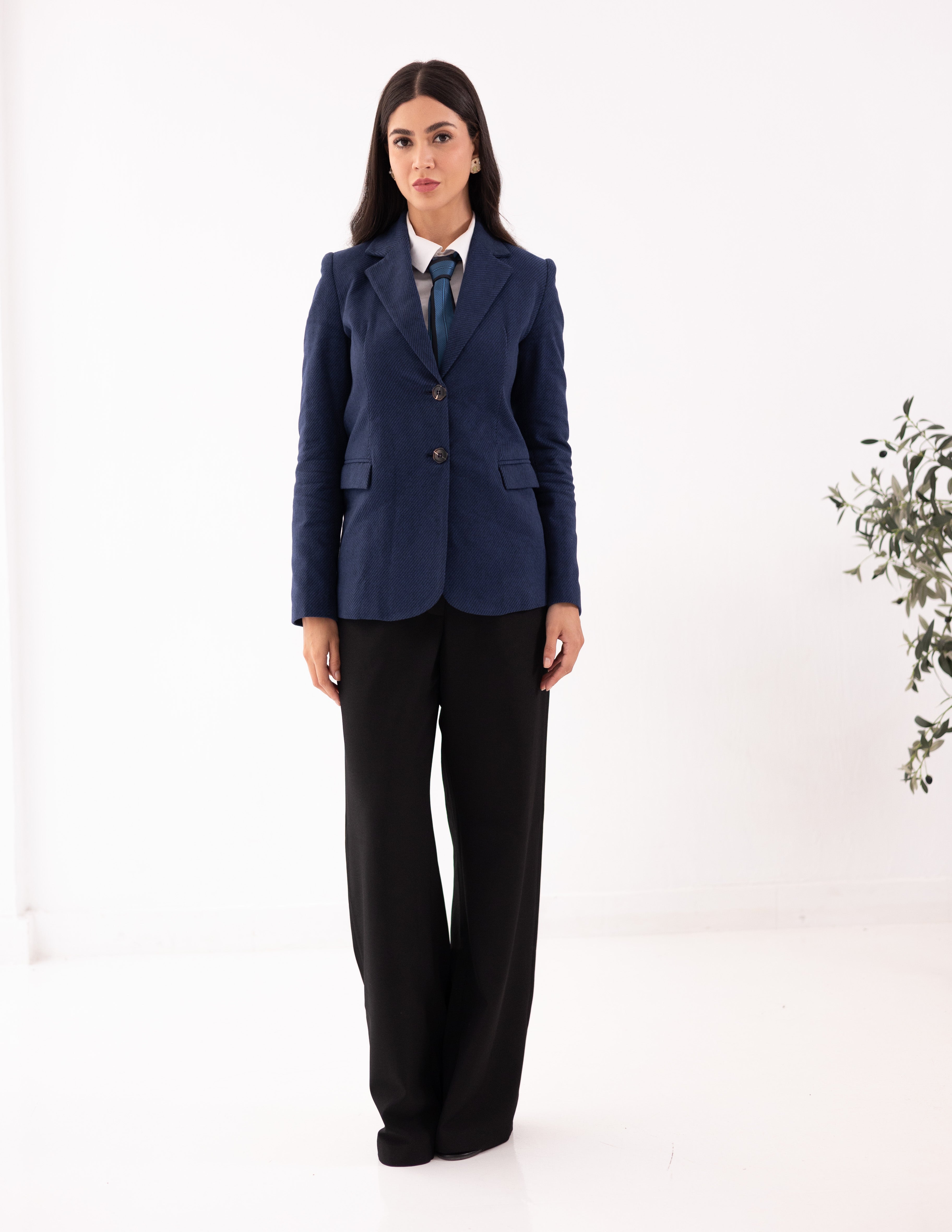 Sapphire Wool Straight Blazer