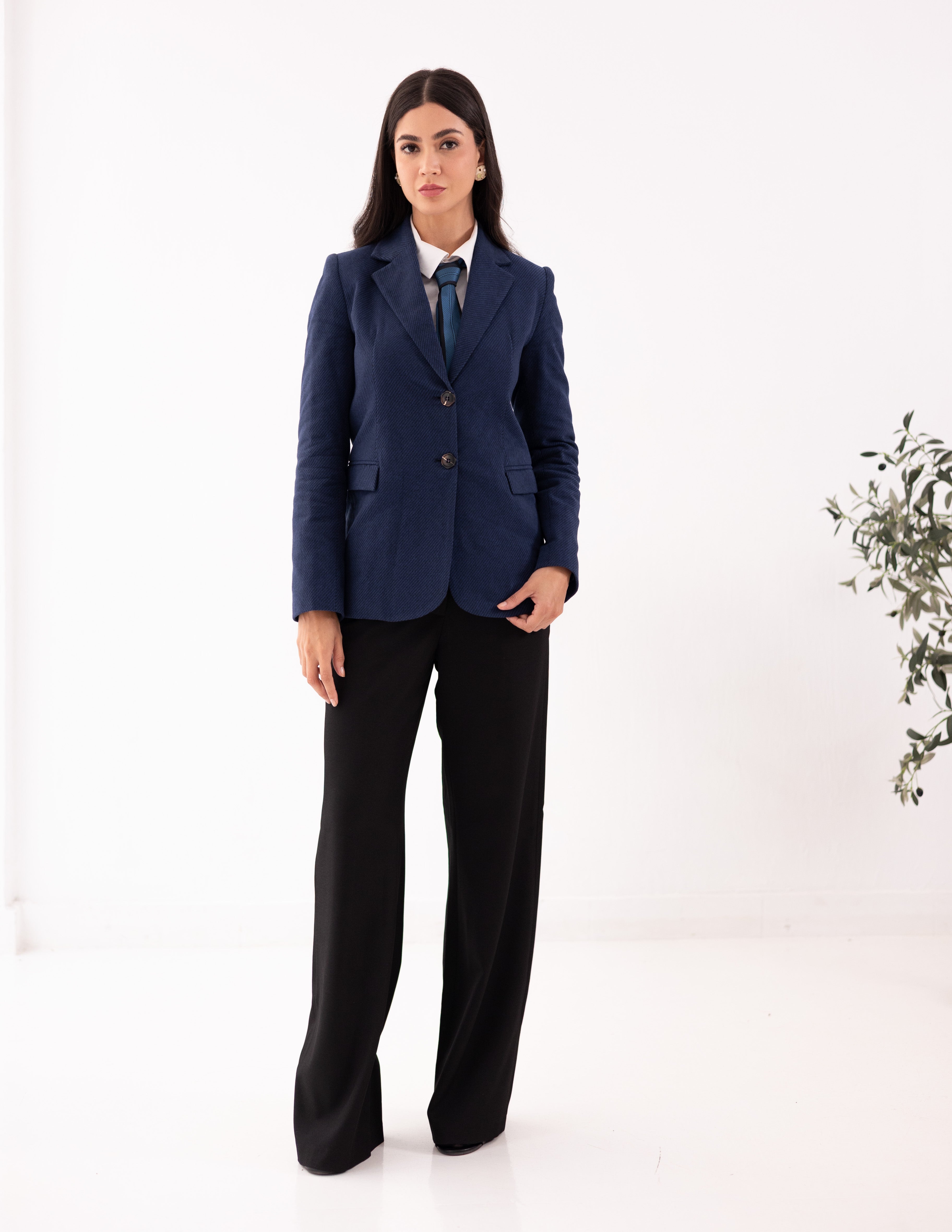 Sapphire Wool Straight Blazer