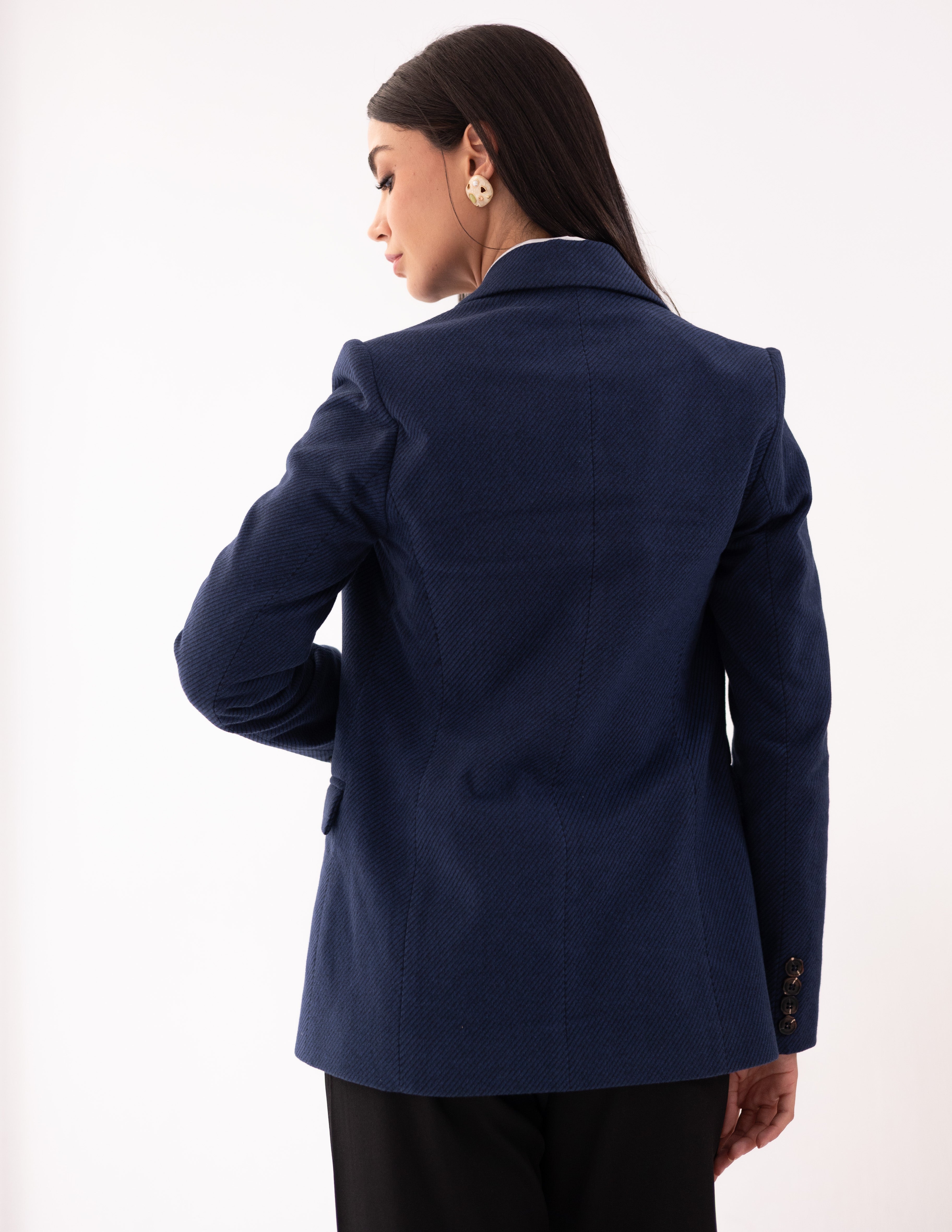 Sapphire Wool Straight Blazer