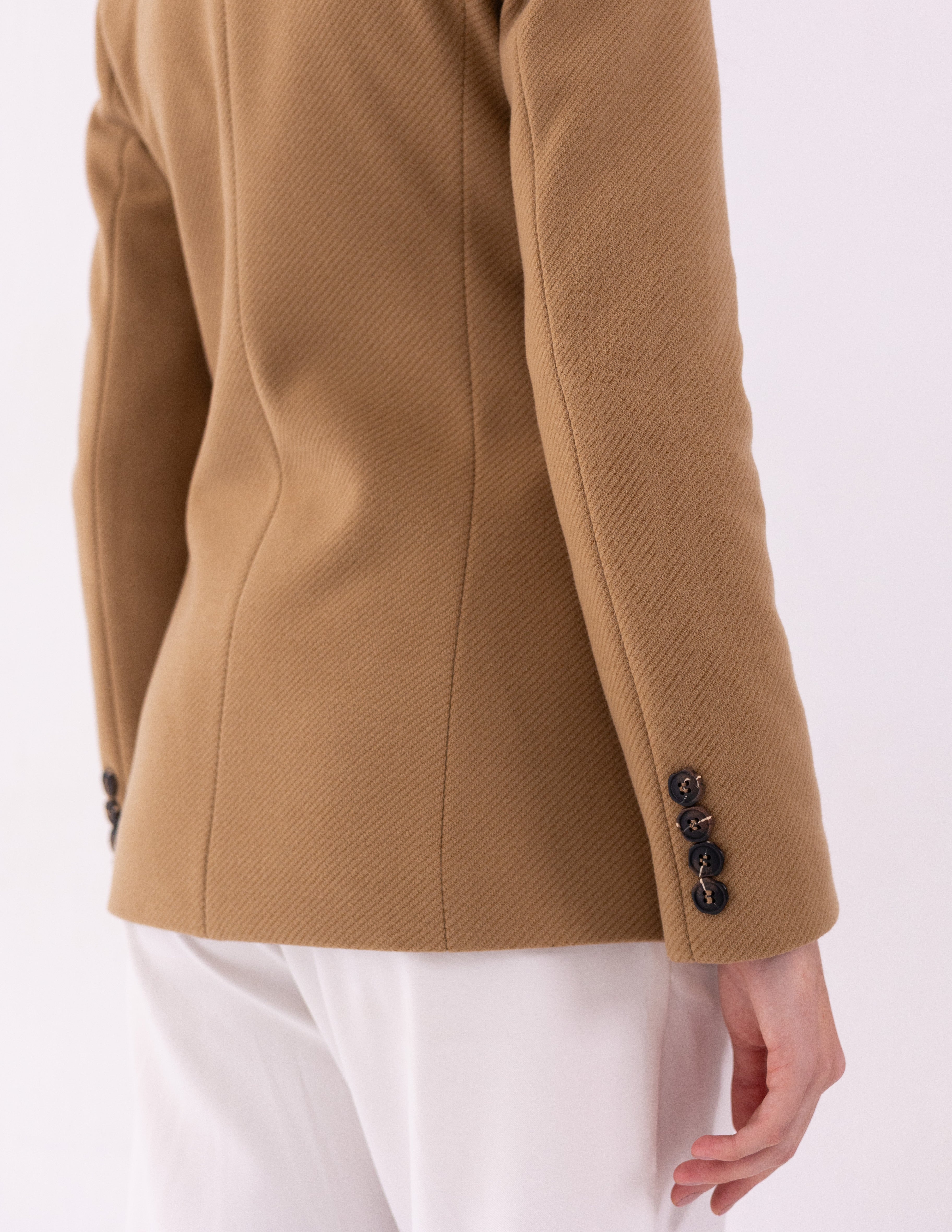 Golden Caramel Tweed Wool Straight Blazer