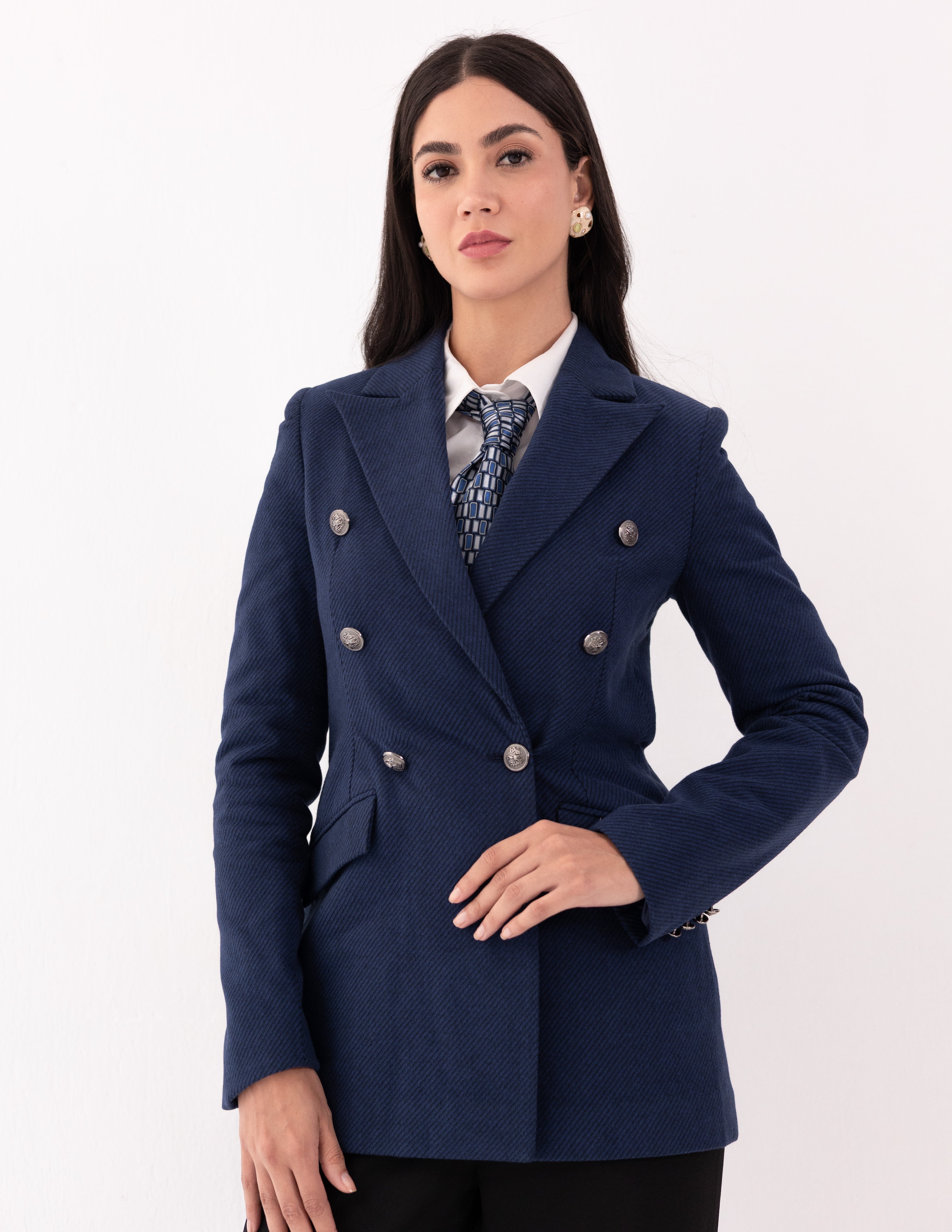 Sapphire Wool Double Breasted Blazer
