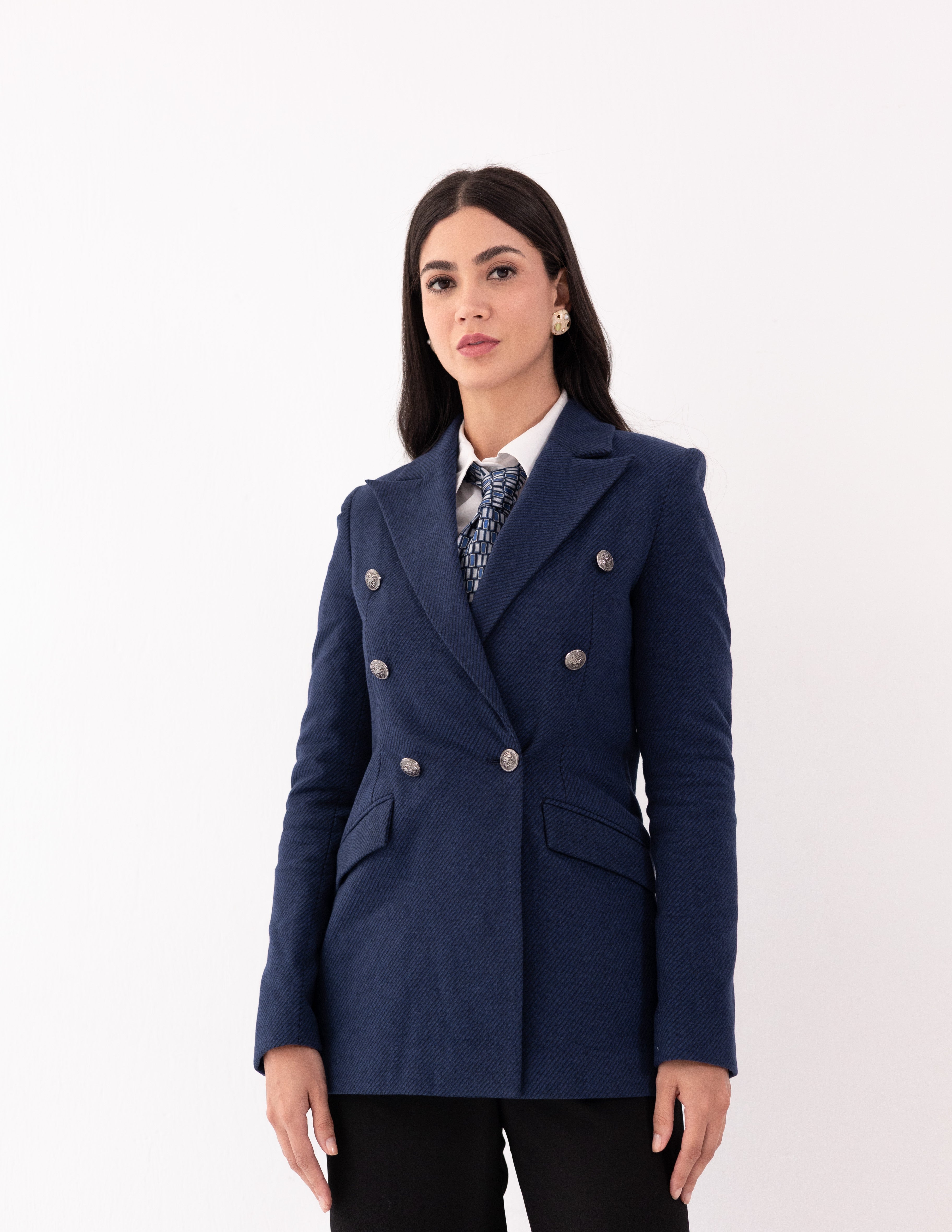 Sapphire Wool Double Breasted Blazer