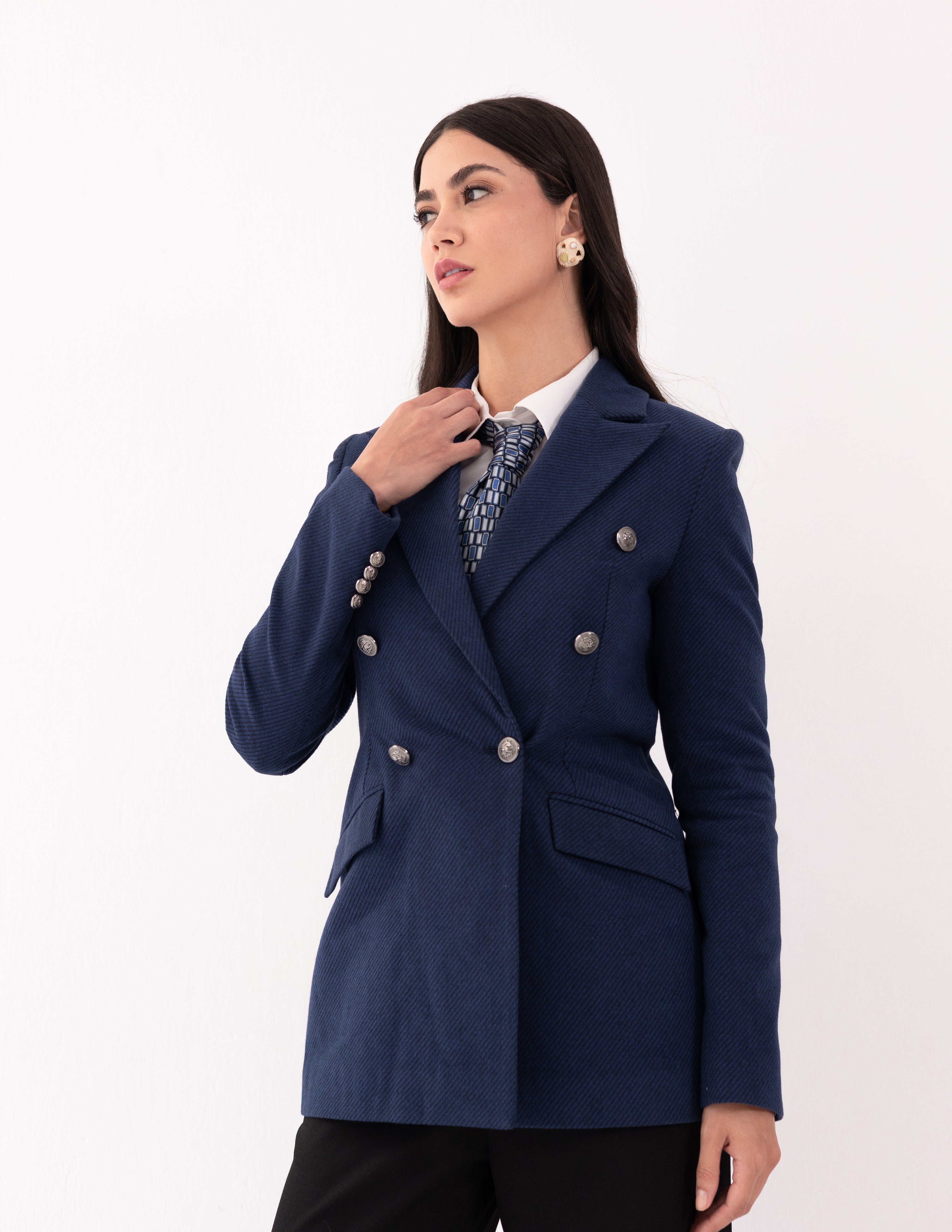 Sapphire Wool Double Breasted Blazer