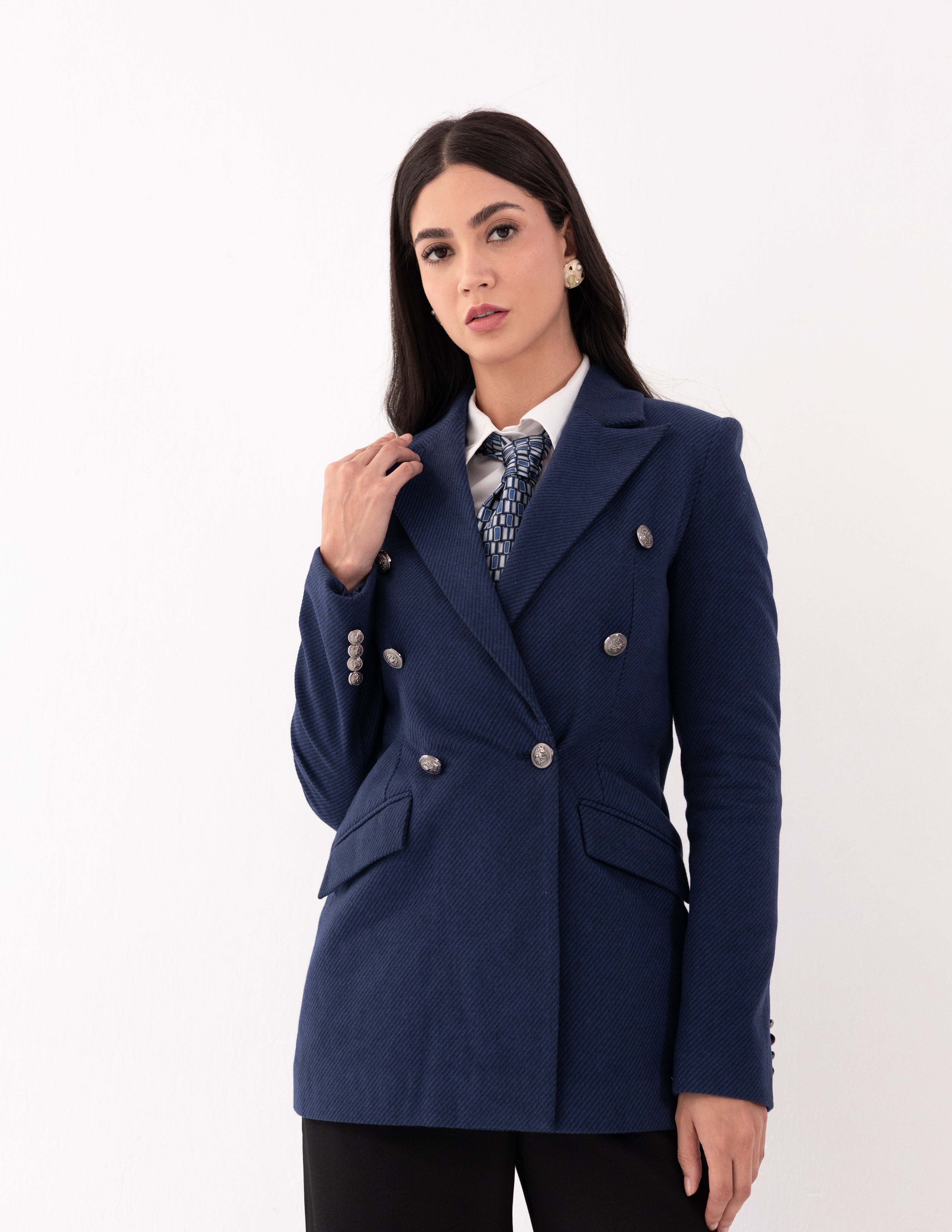 Sapphire Wool Double Breasted Blazer