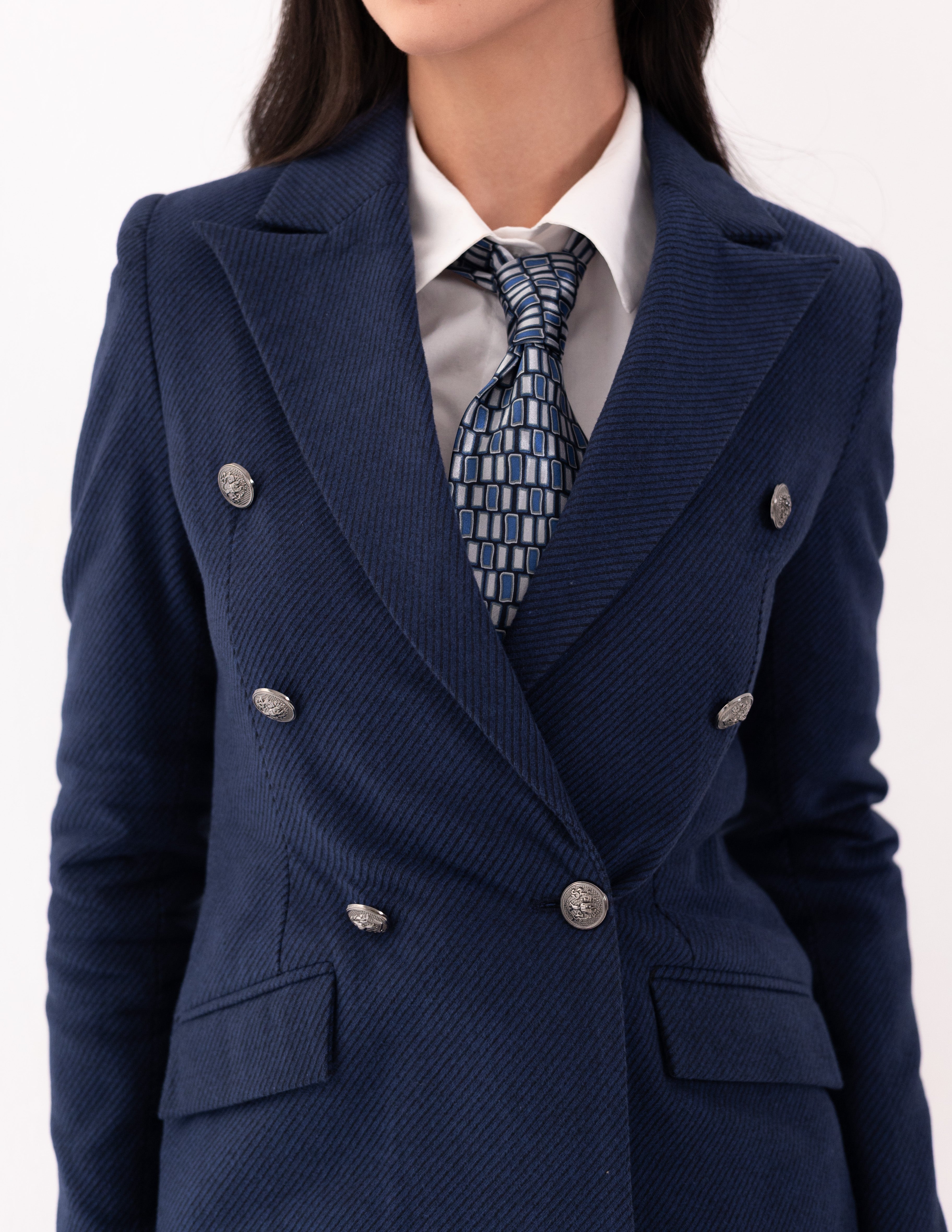 Sapphire Wool Double Breasted Blazer
