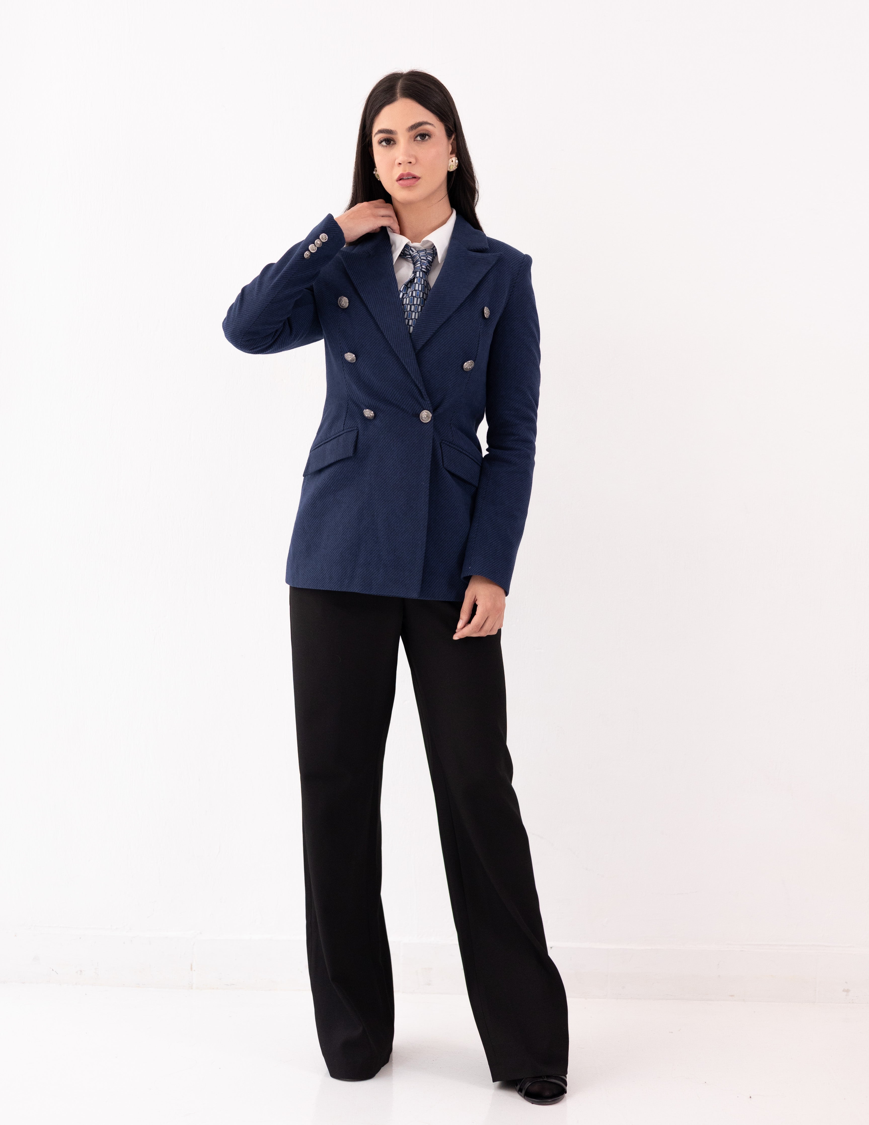 Sapphire Wool Double Breasted Blazer