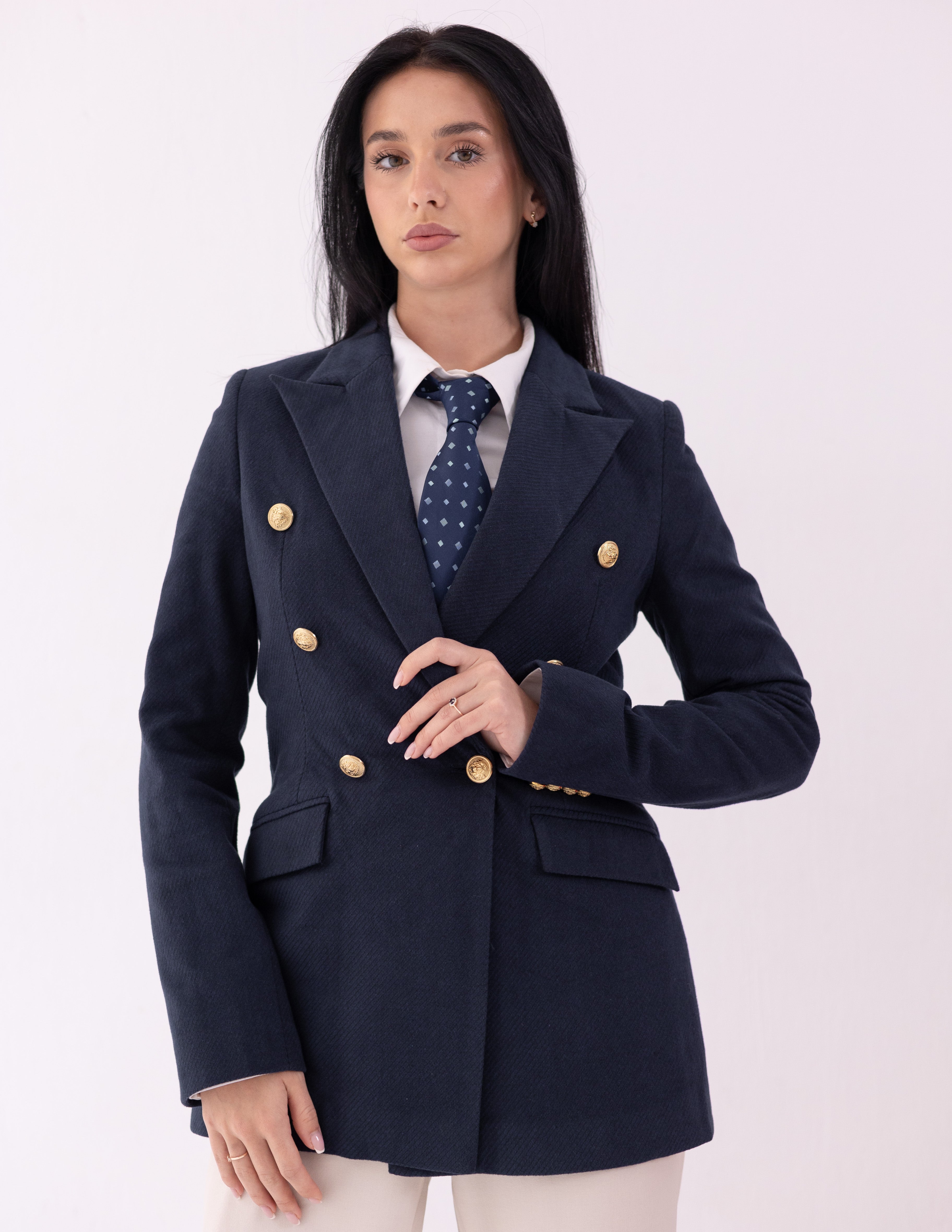 Navy Eclipse Wool Double Breasted Blazer