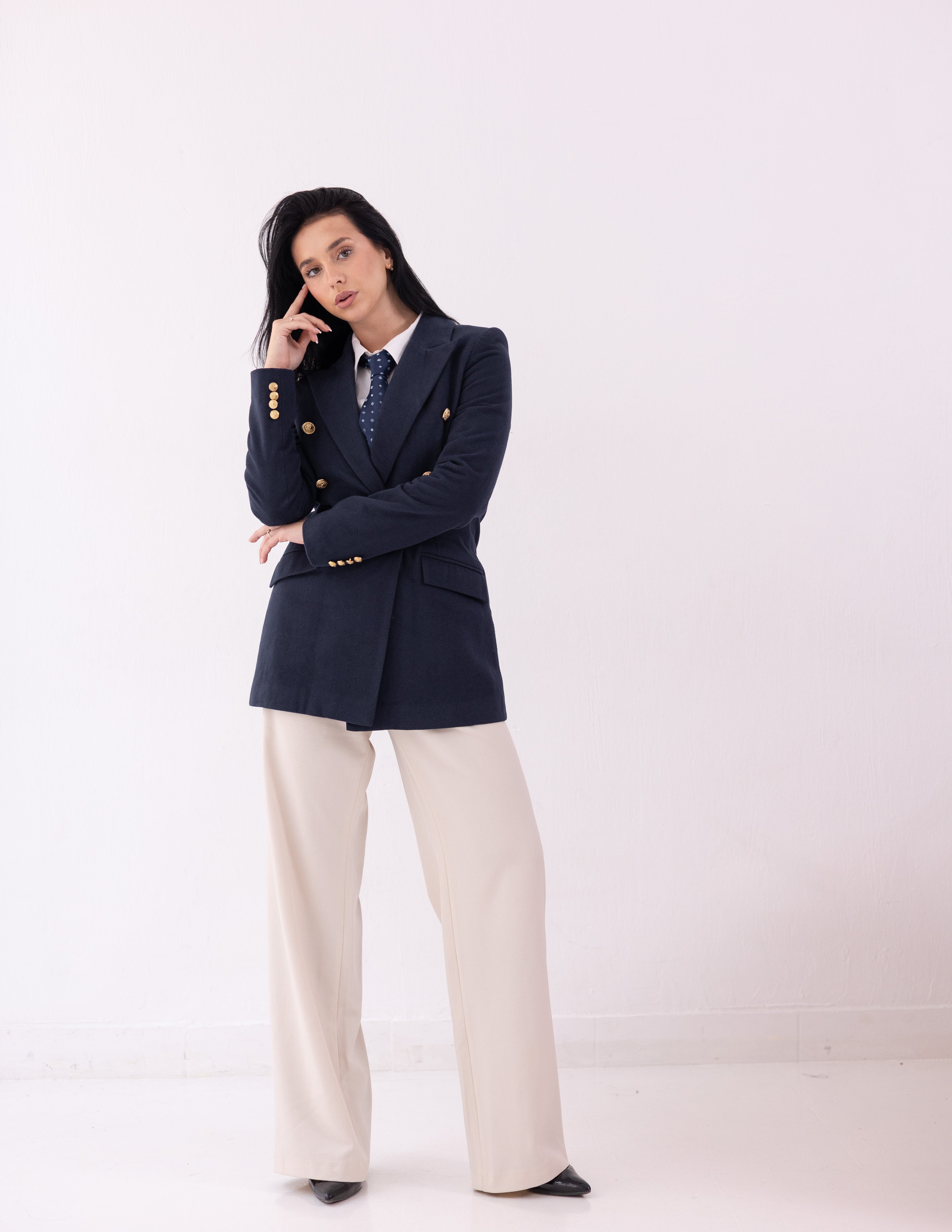 Navy Eclipse Wool Double Breasted Blazer