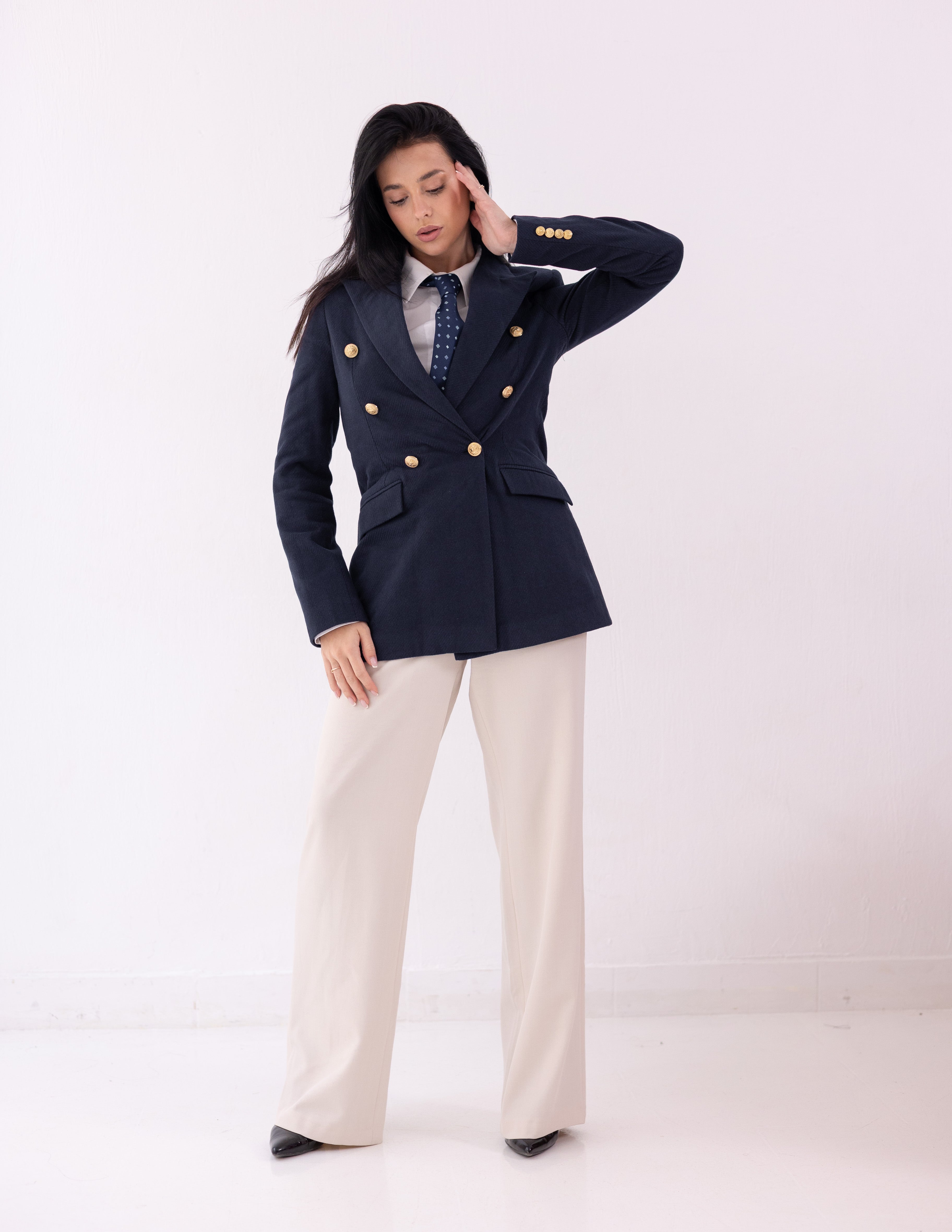 Navy Eclipse Wool Double Breasted Blazer