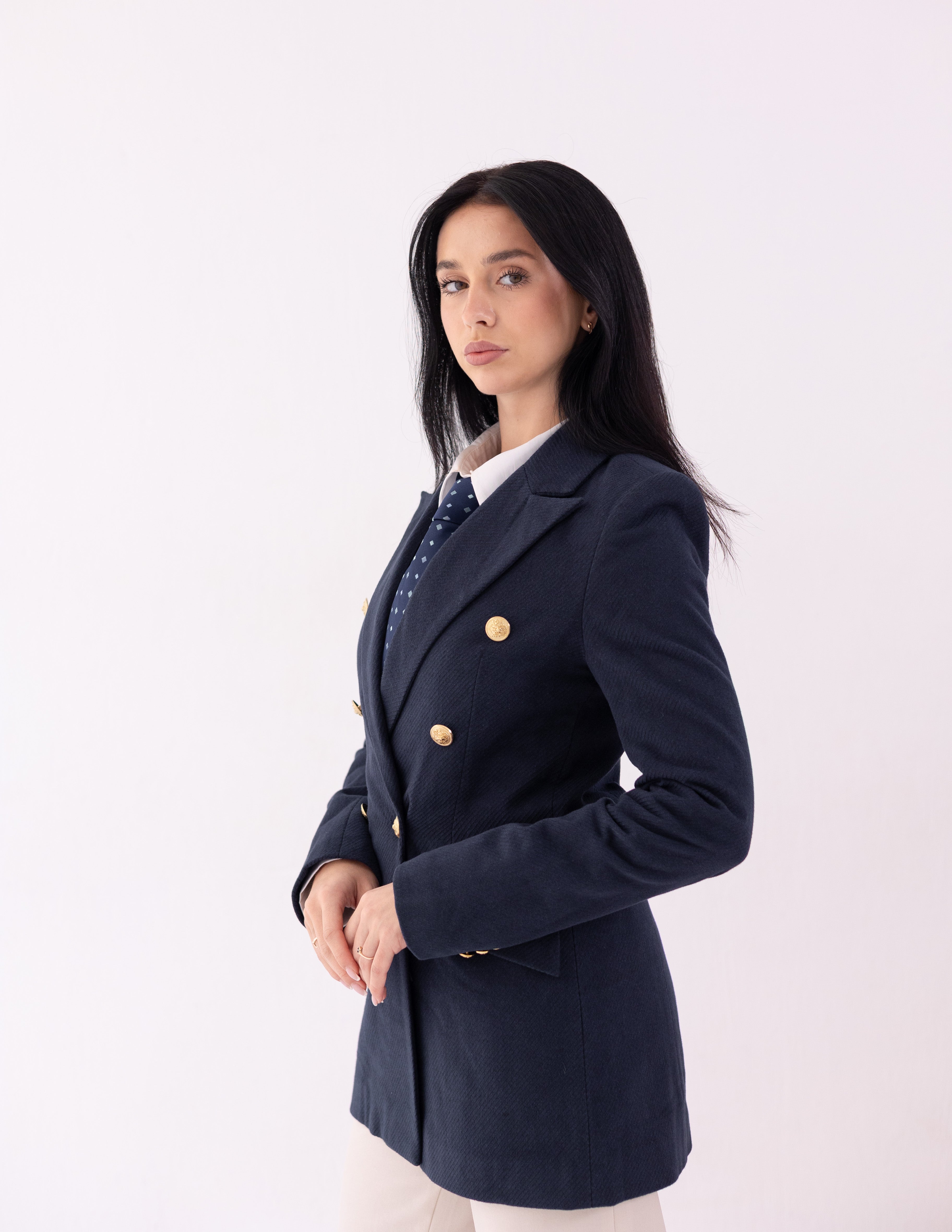 Navy Eclipse Wool Double Breasted Blazer