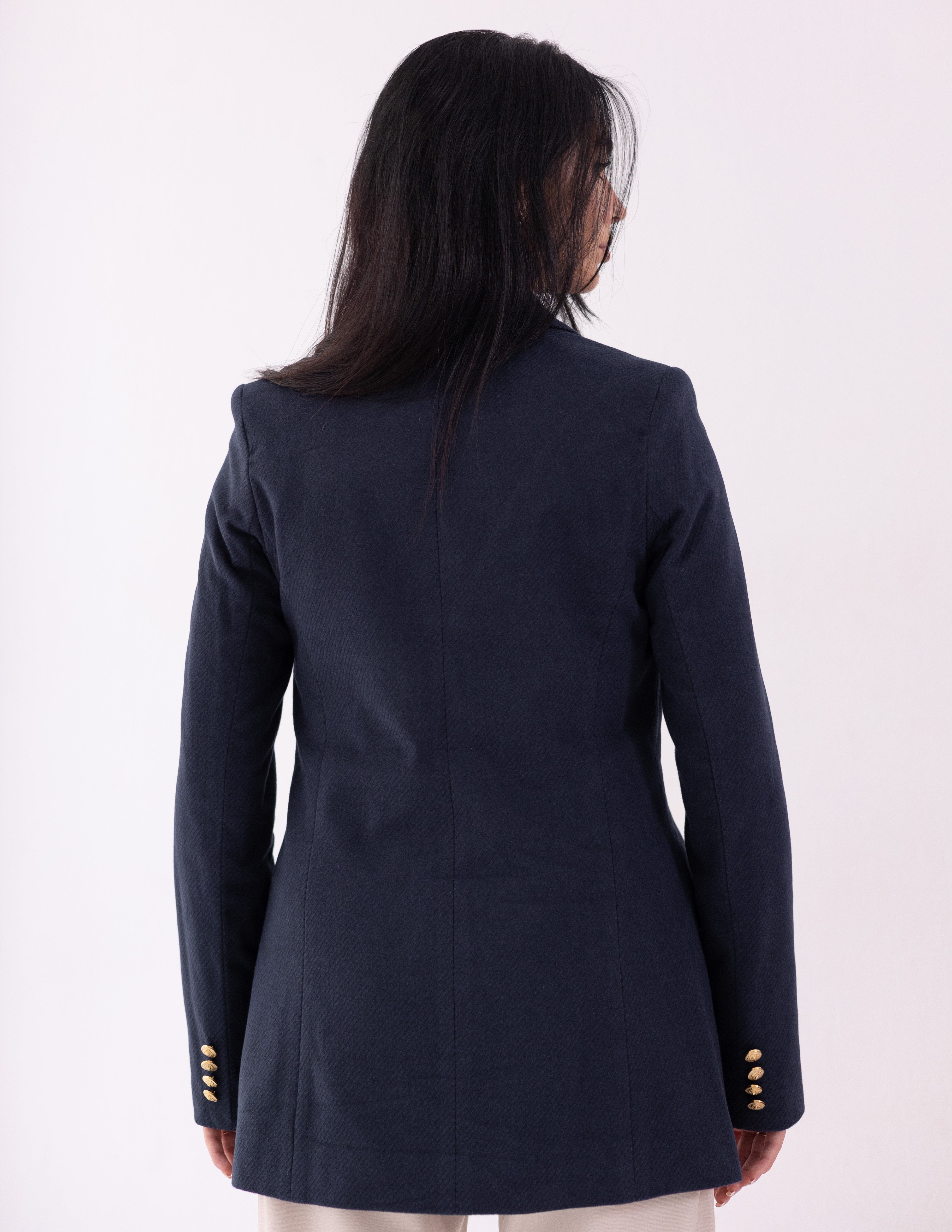 Navy Eclipse Wool Double Breasted Blazer