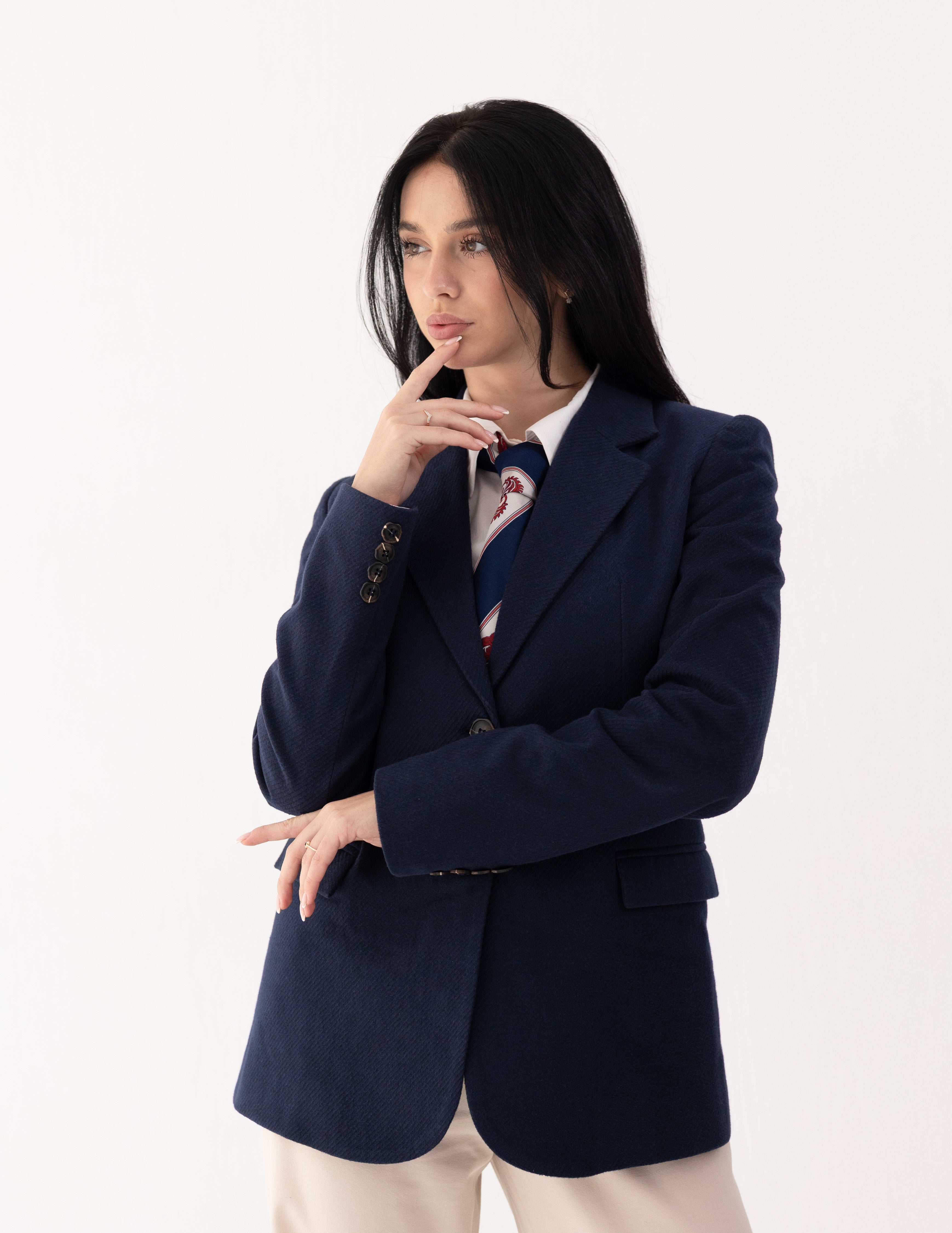 Navy Eclipse Wool Straight Blazer