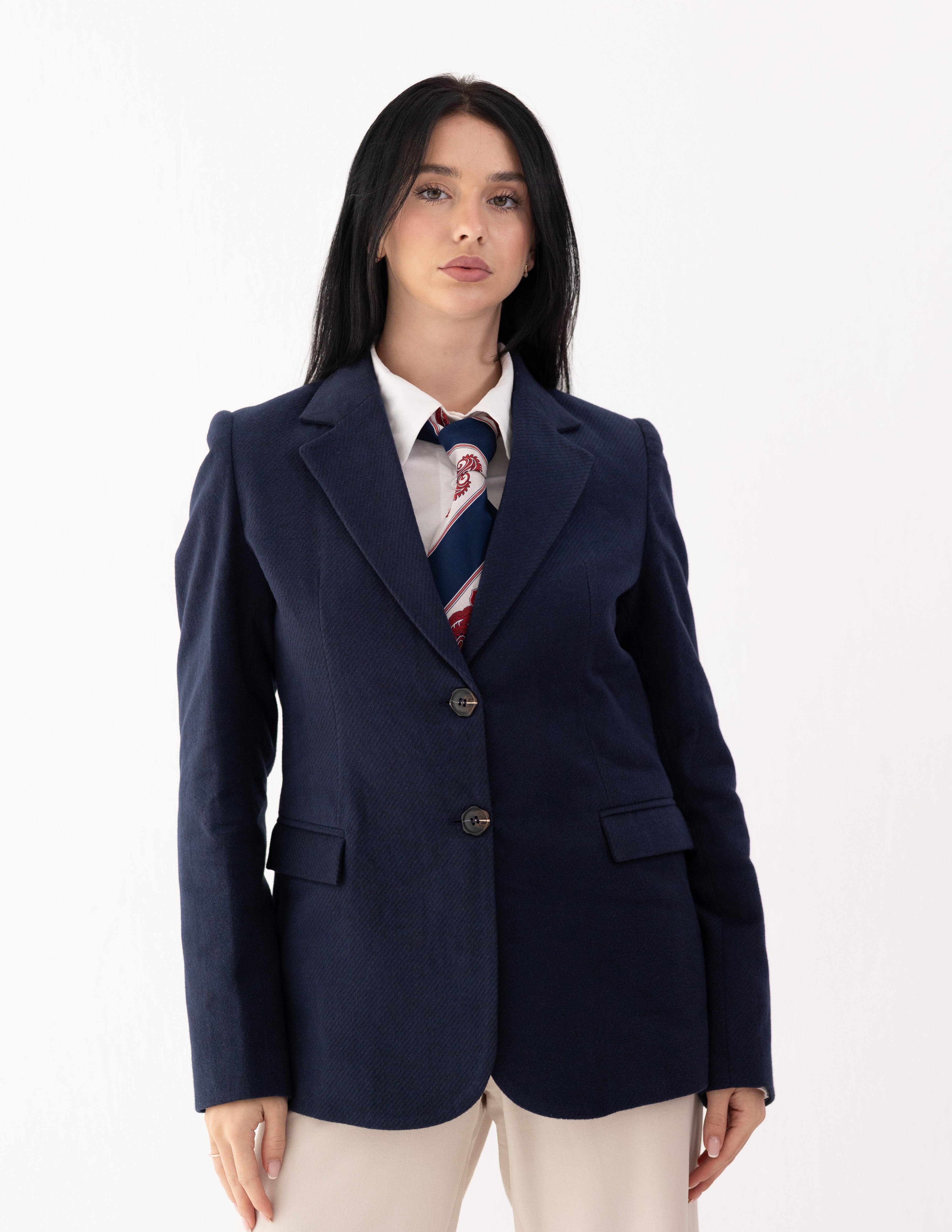 Navy Eclipse Wool Straight Blazer