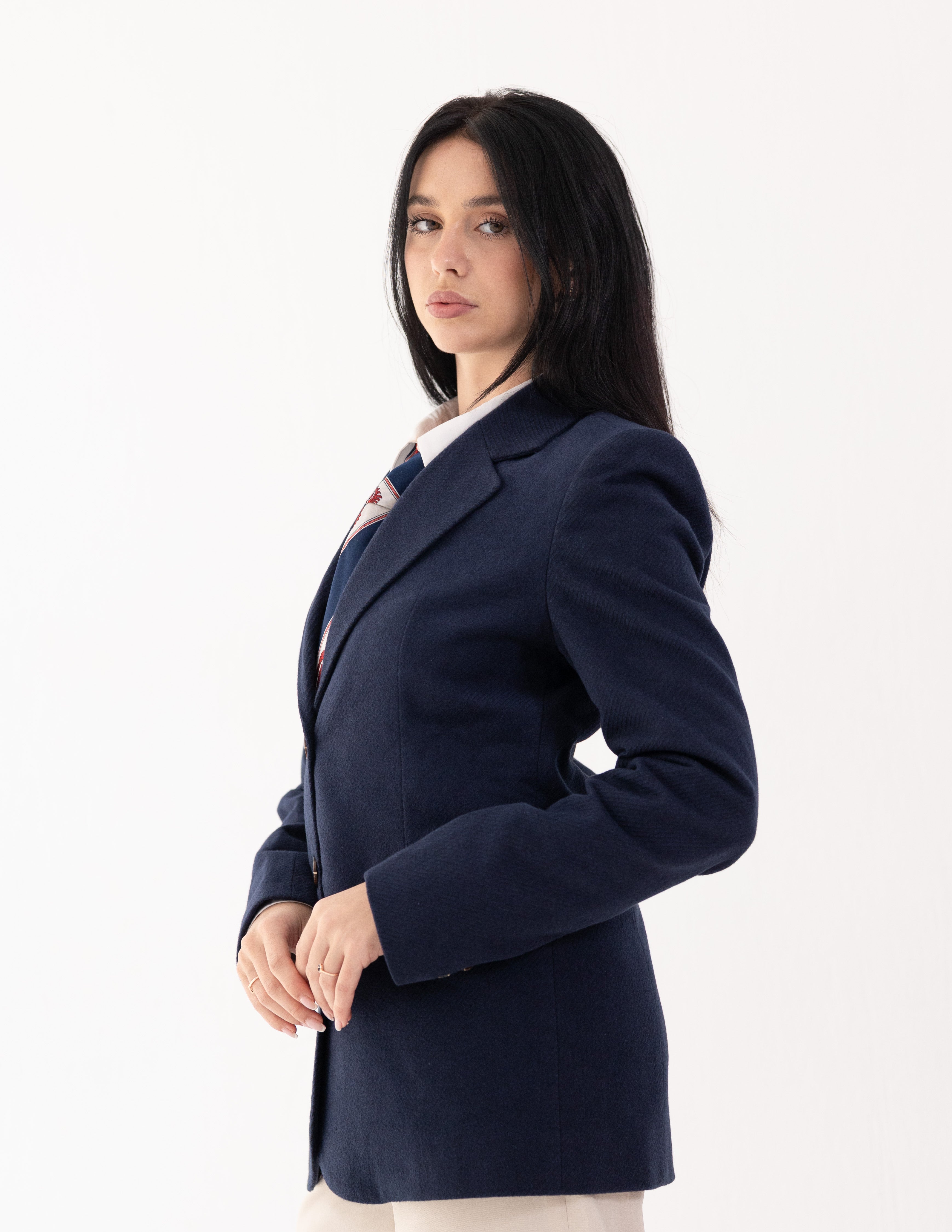 Navy Eclipse Wool Straight Blazer